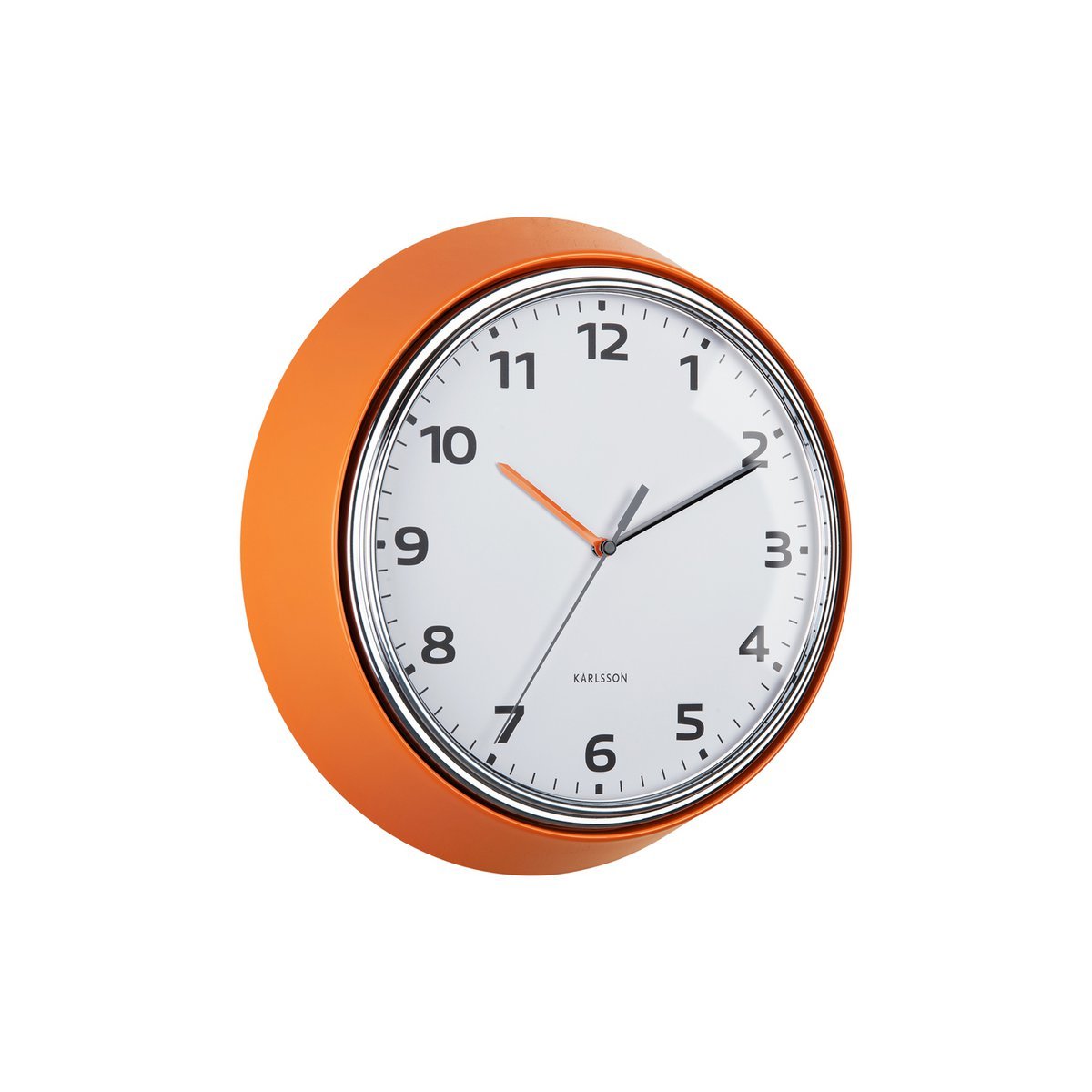 Retro oranje ronde wandklok