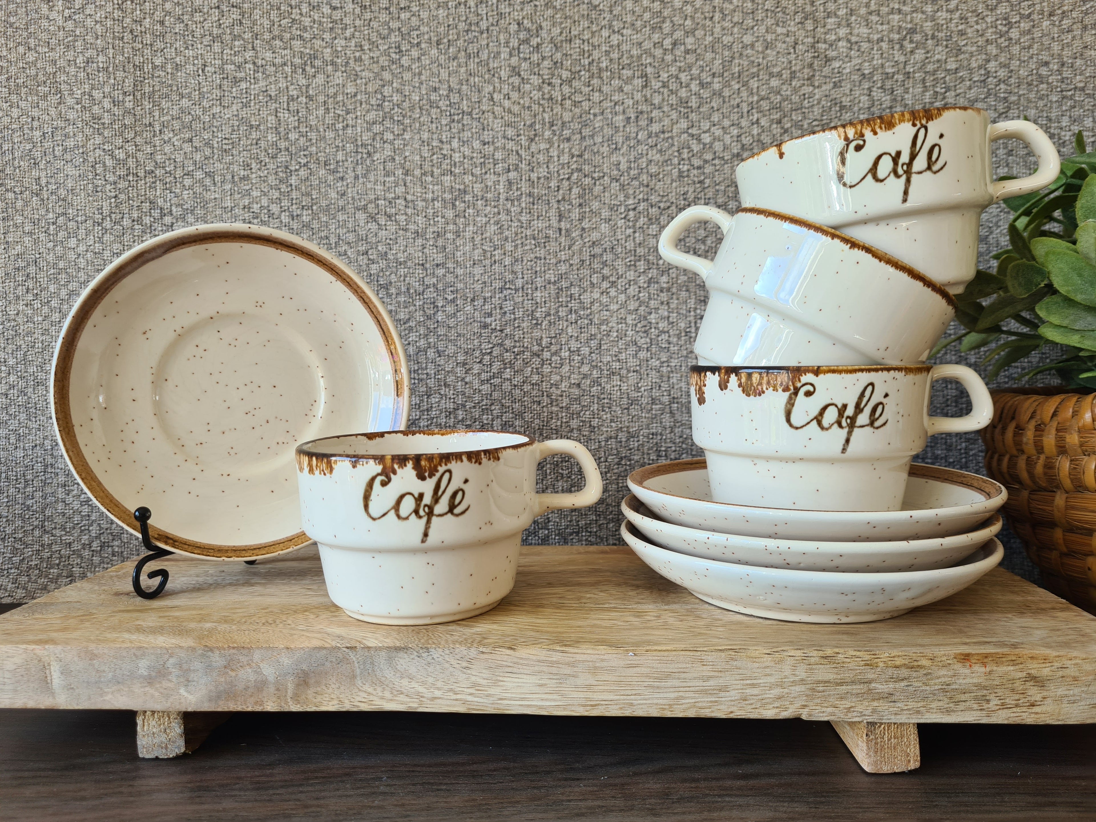 Retro kop en schotel café 4x