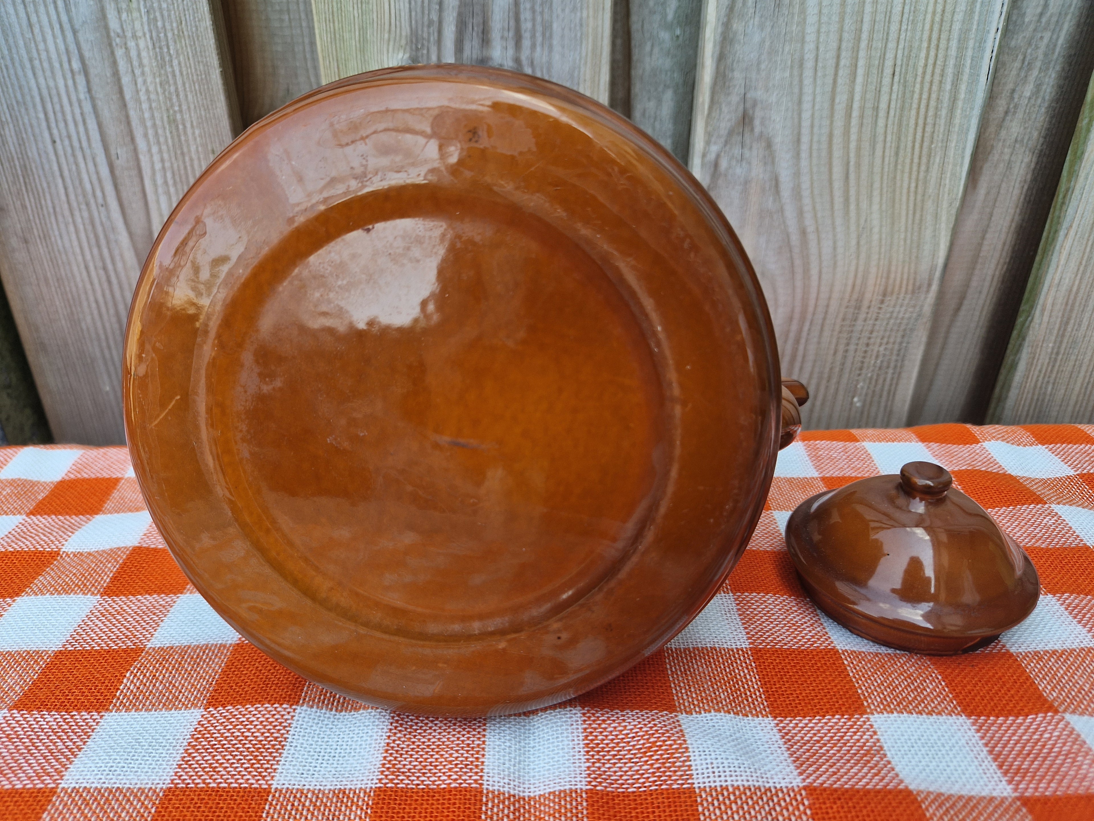 Bruine emaille brocante zakketel