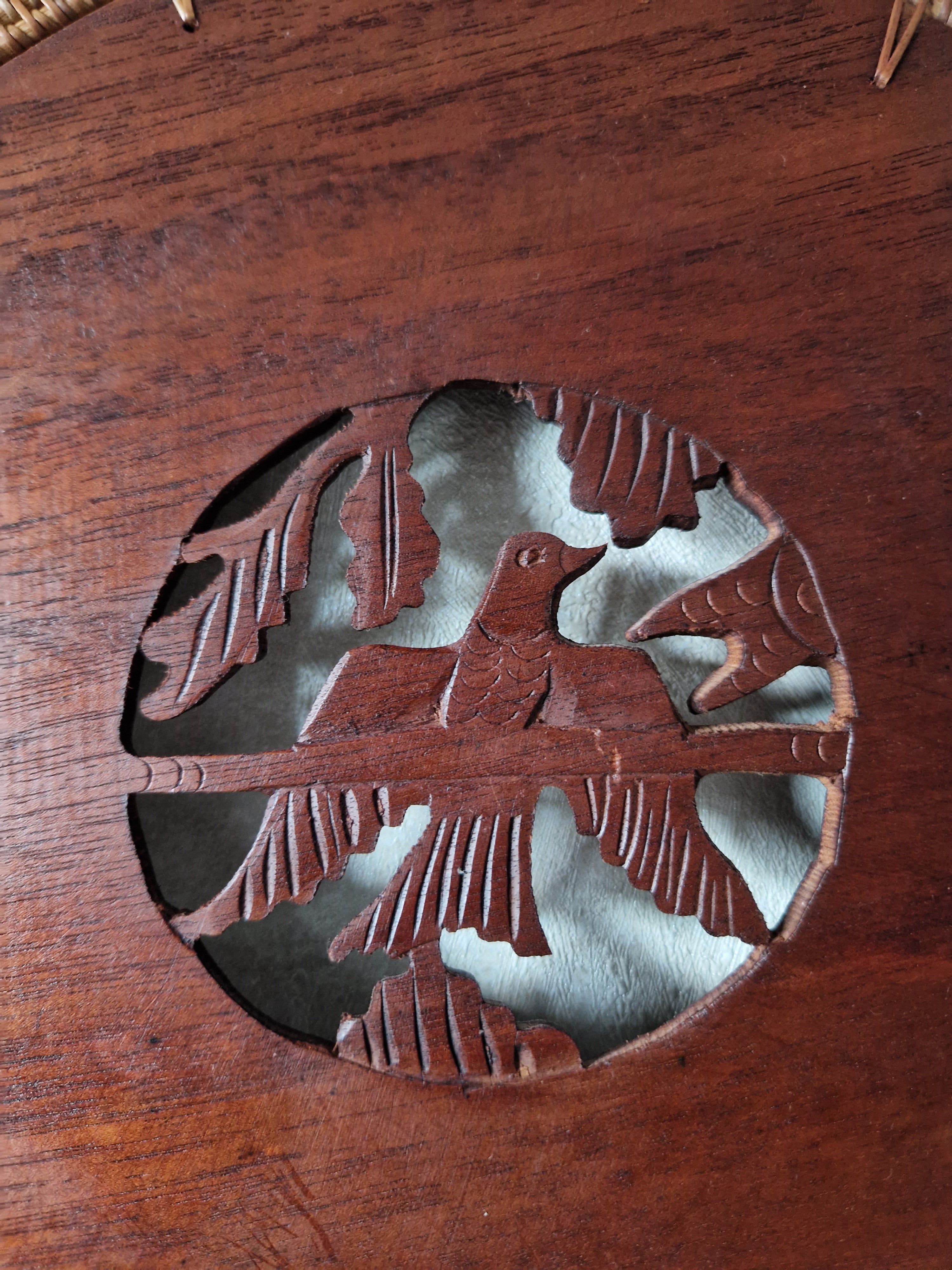 Vintage houten onderzetters met rieten rand