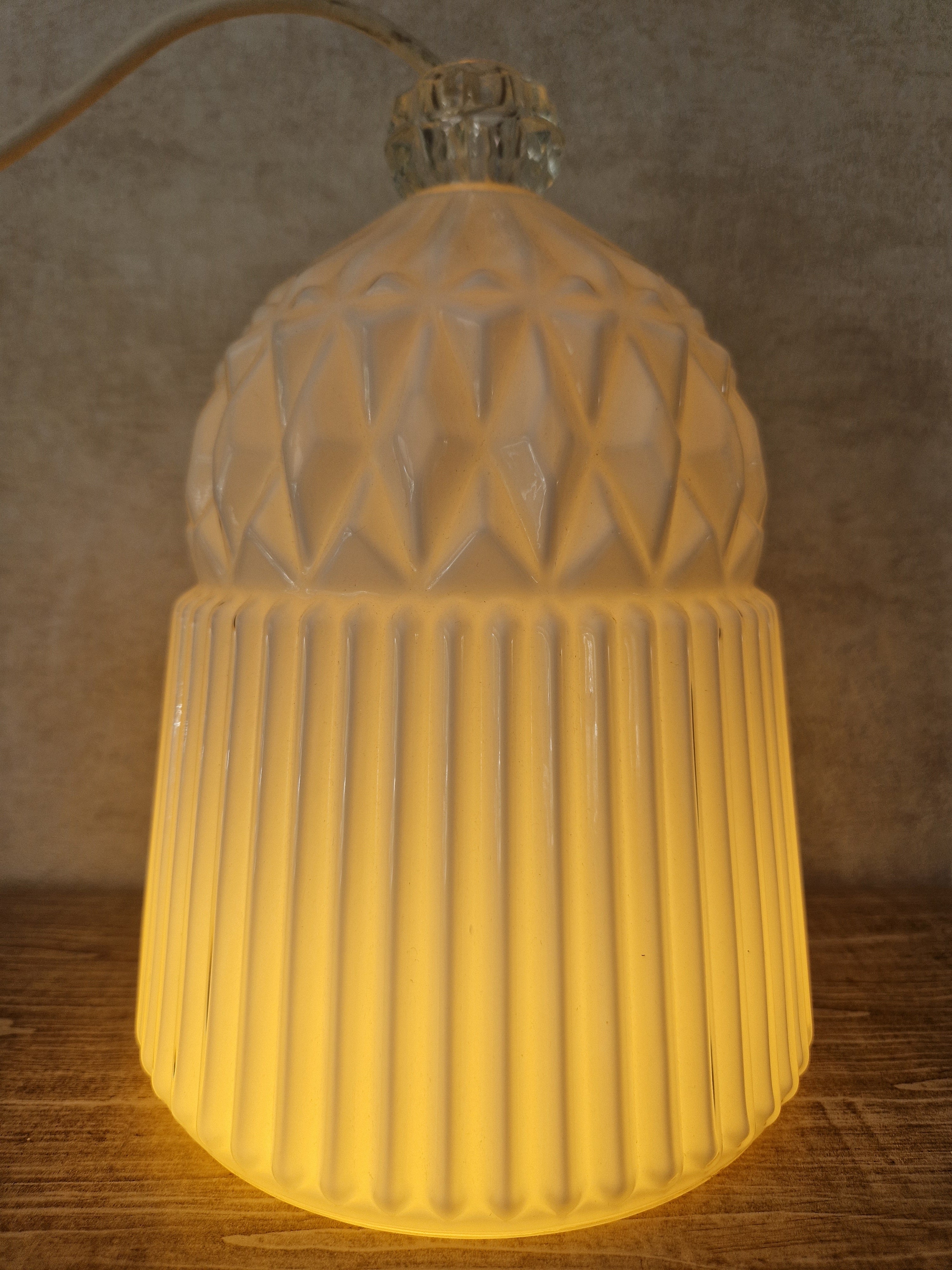 Vintage IKEA Vanadin wit glazen hanglamp design Inma Bermudez