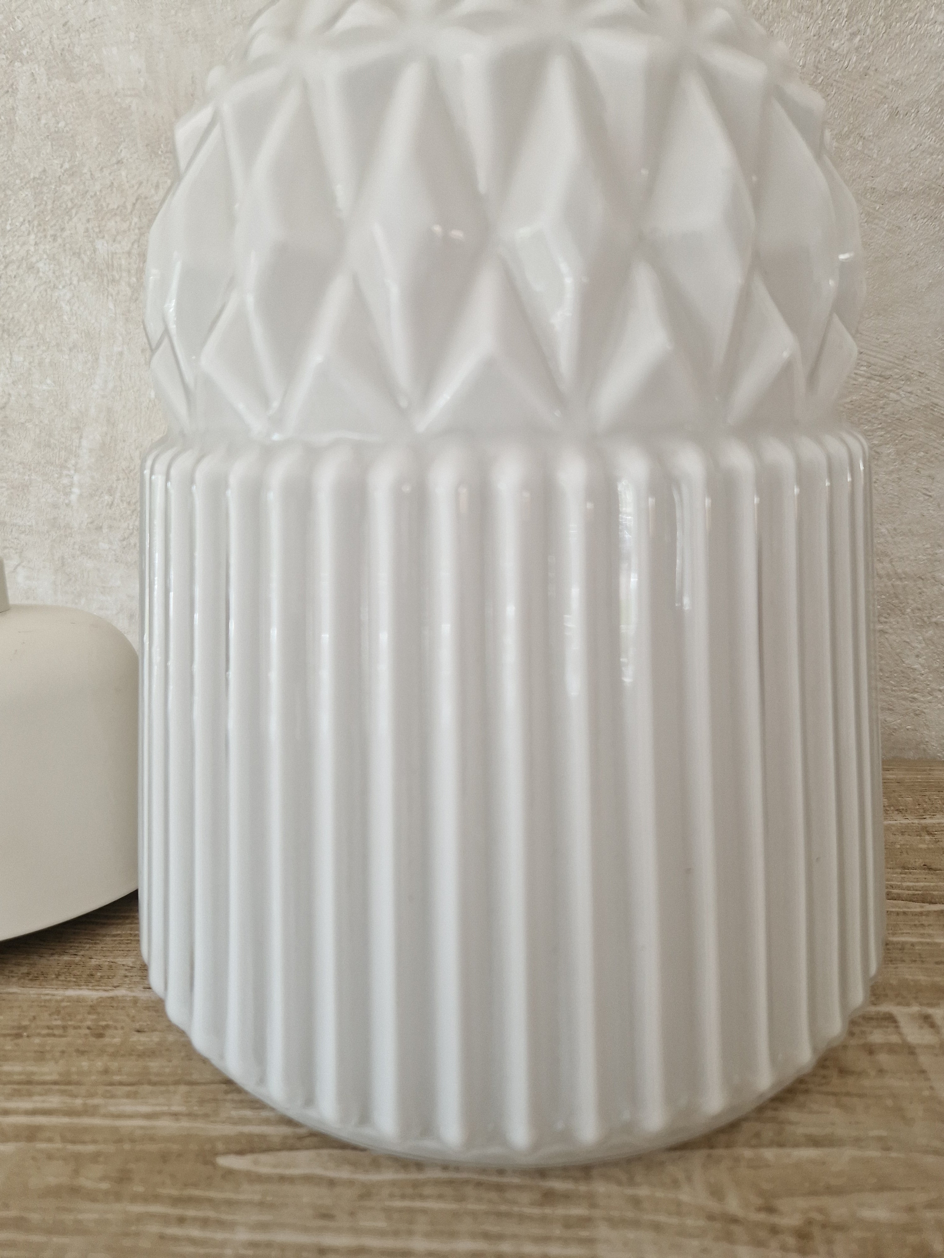 Vintage IKEA Vanadin wit glazen hanglamp design Inma Bermudez