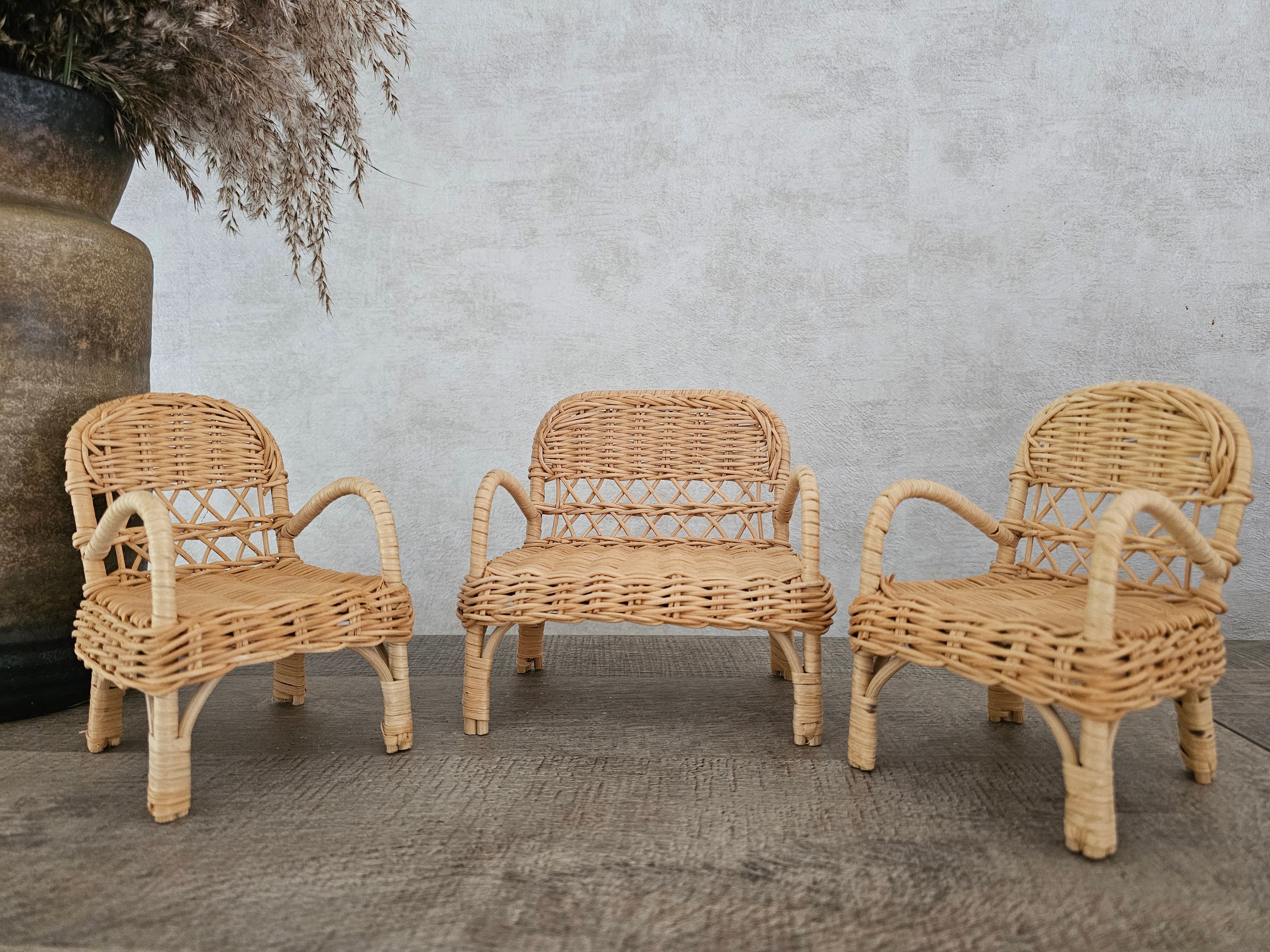 Fleur Barbie rieten / pitriet meubelset 4 delig