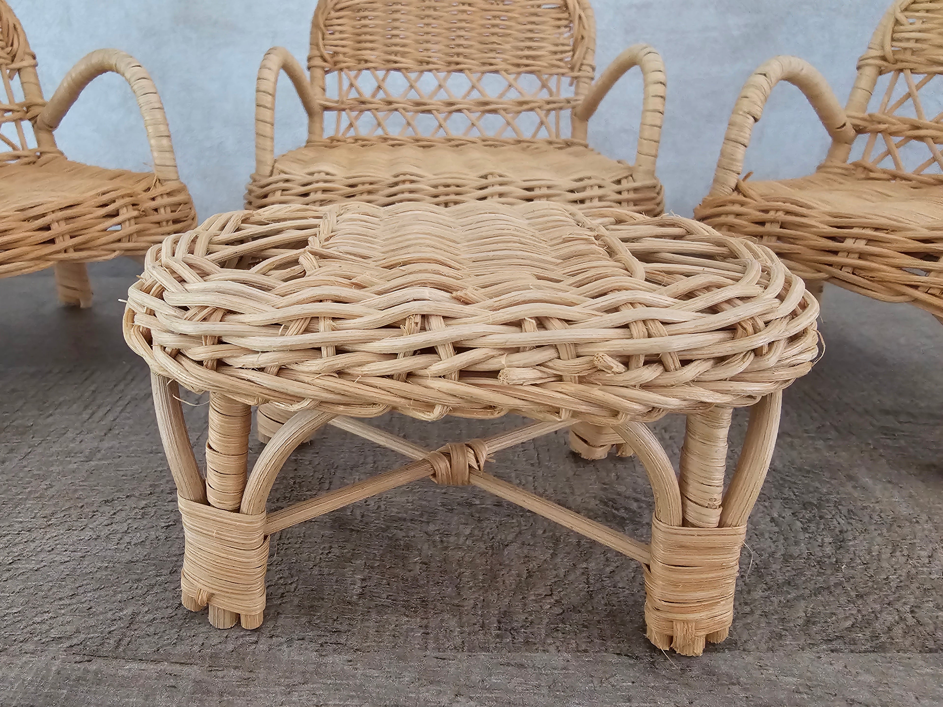 Fleur Barbie rieten / pitriet meubelset 4 delig