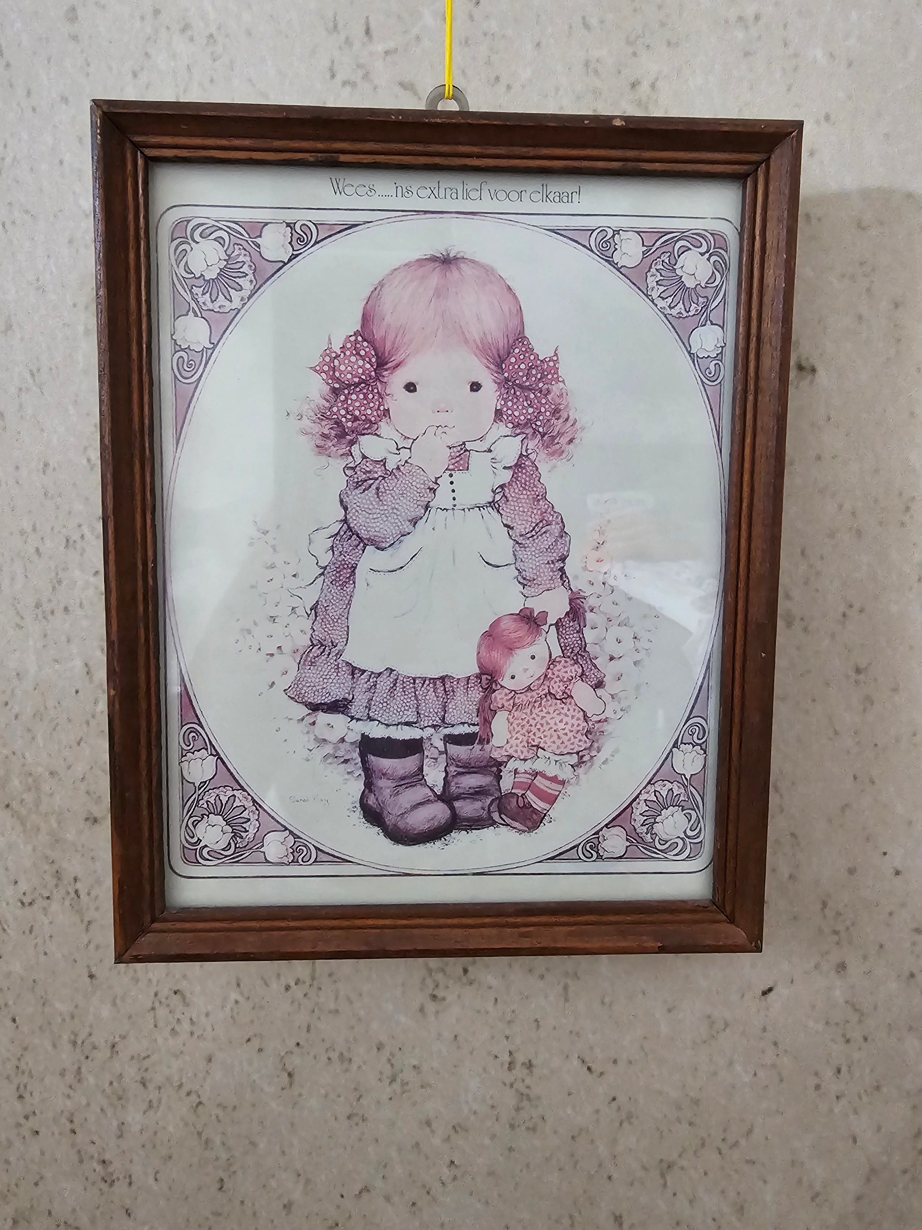 Sarah Kay ingelijste prent meisje met pop