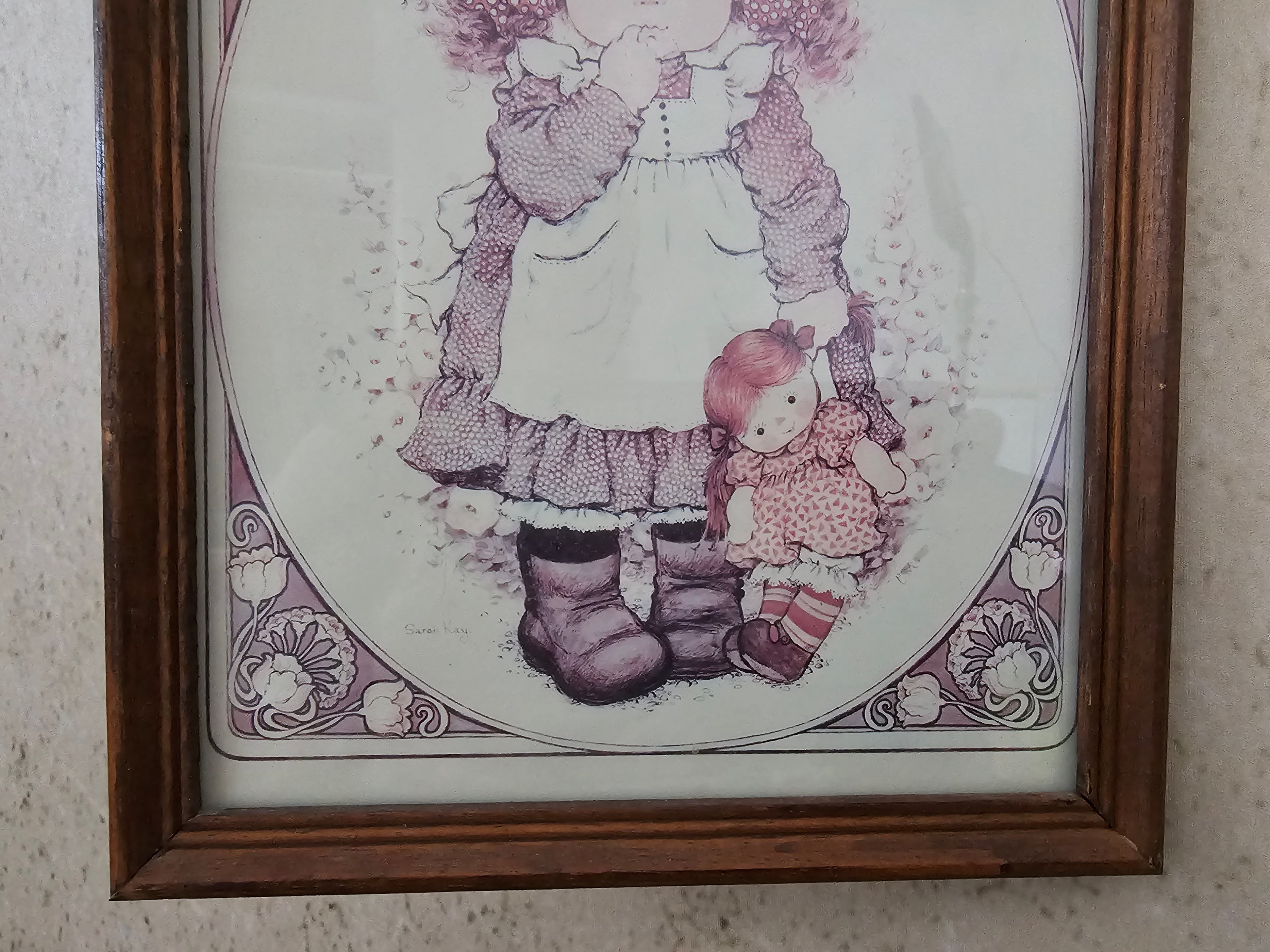 Sarah Kay ingelijste prent meisje met pop