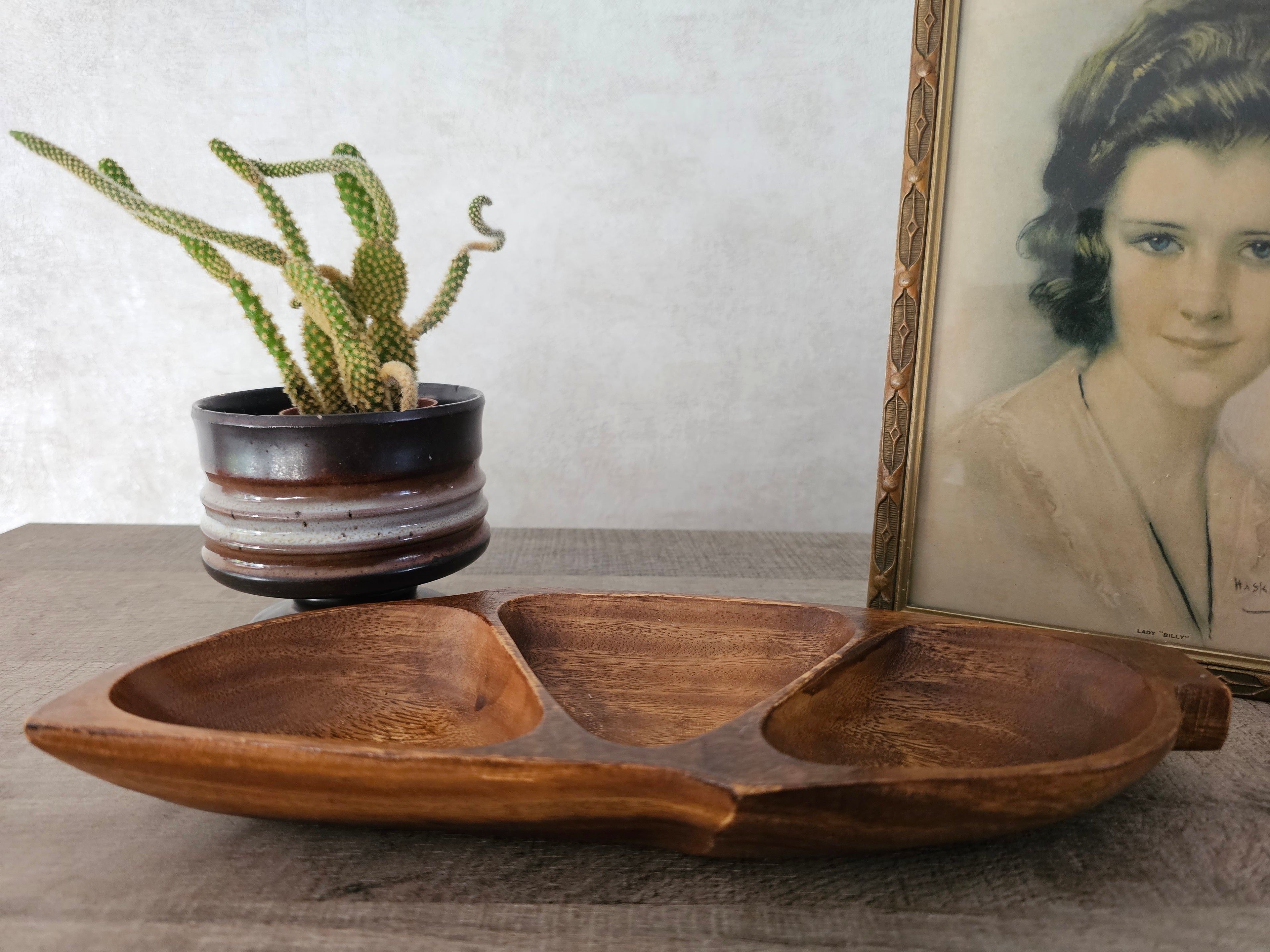 Vintage teakhouten serveerschaal