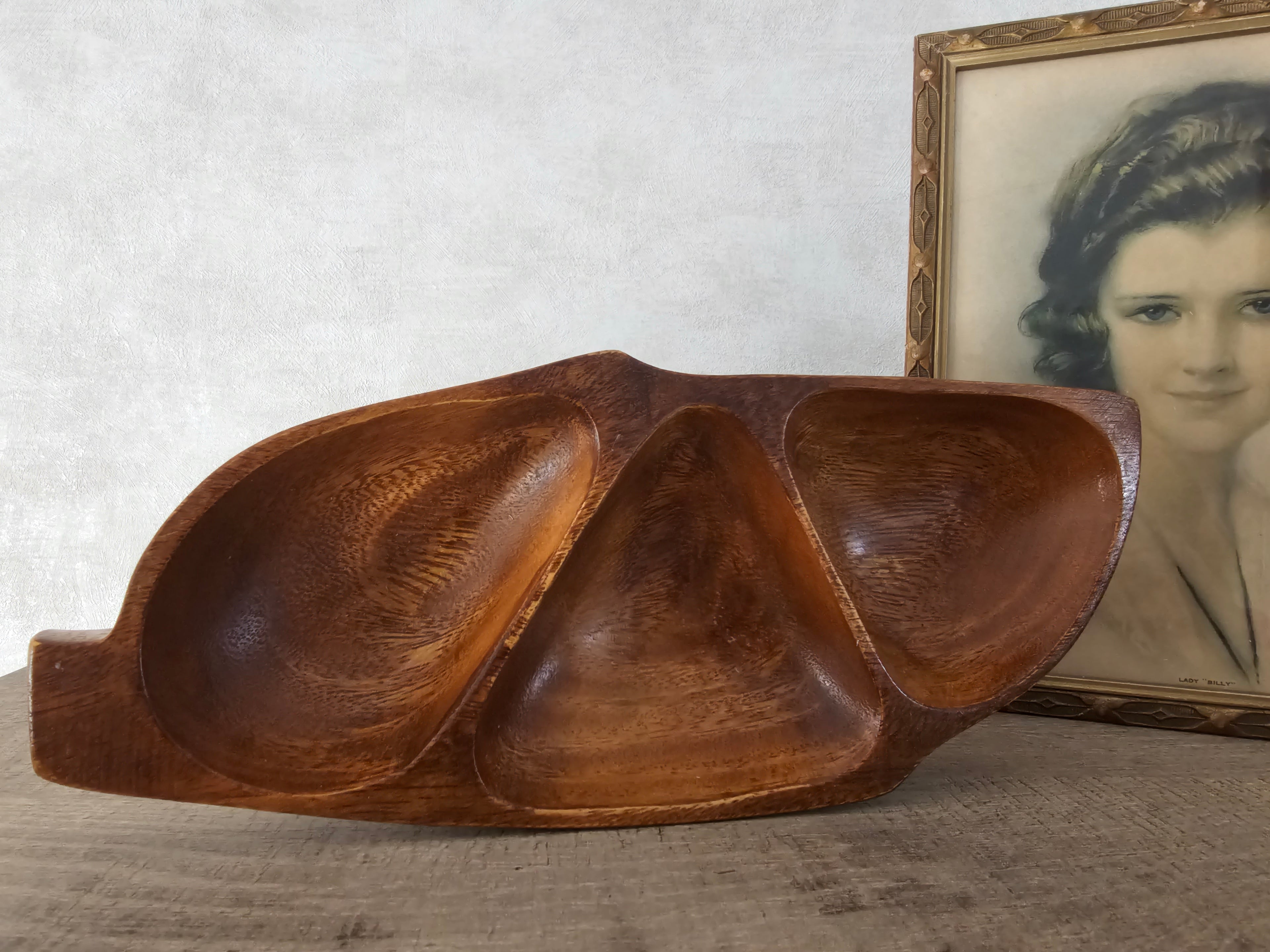 Vintage teakhouten serveerschaal