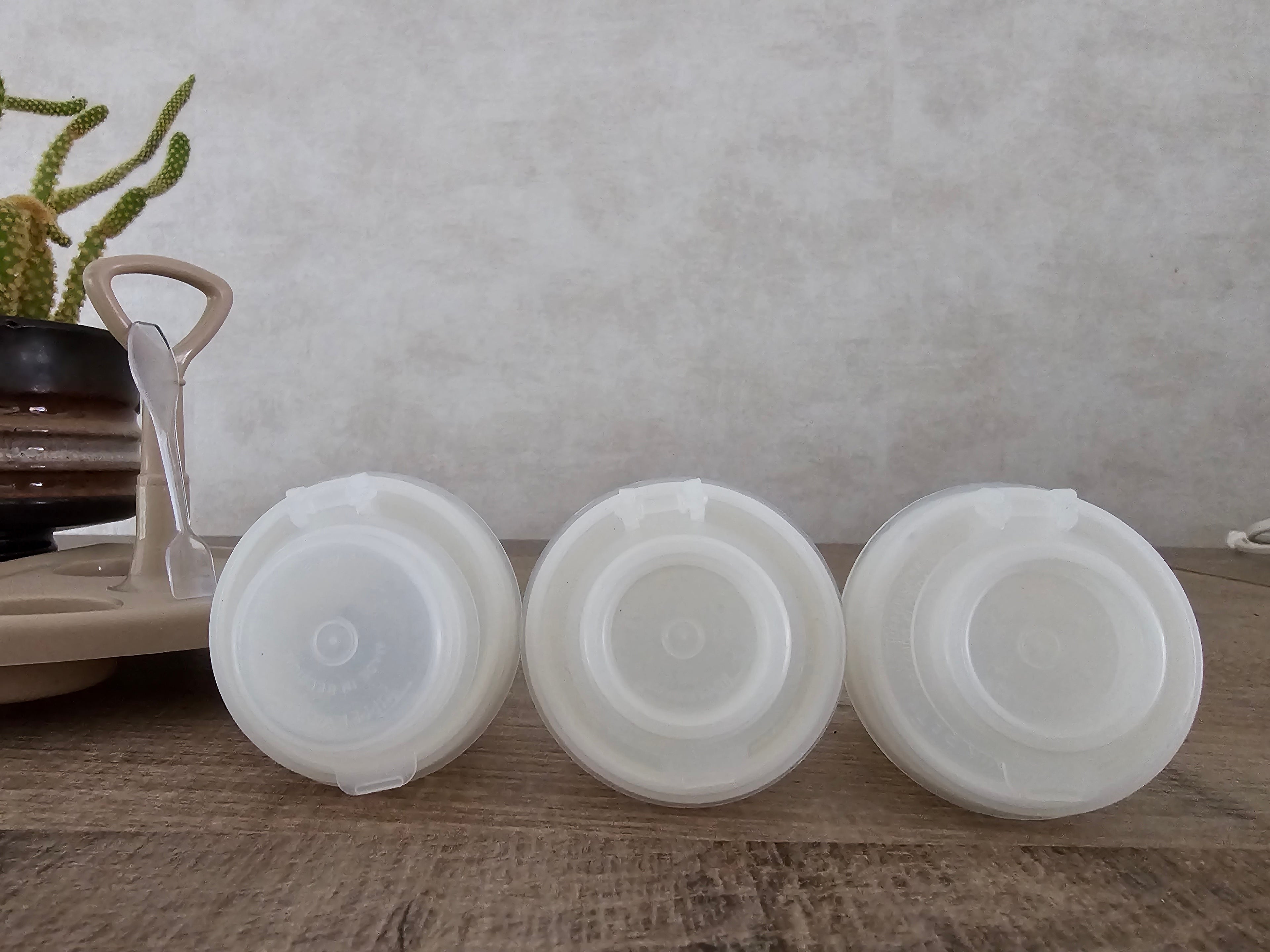 Tupperware vintage peper zout mosterd tafel standaard