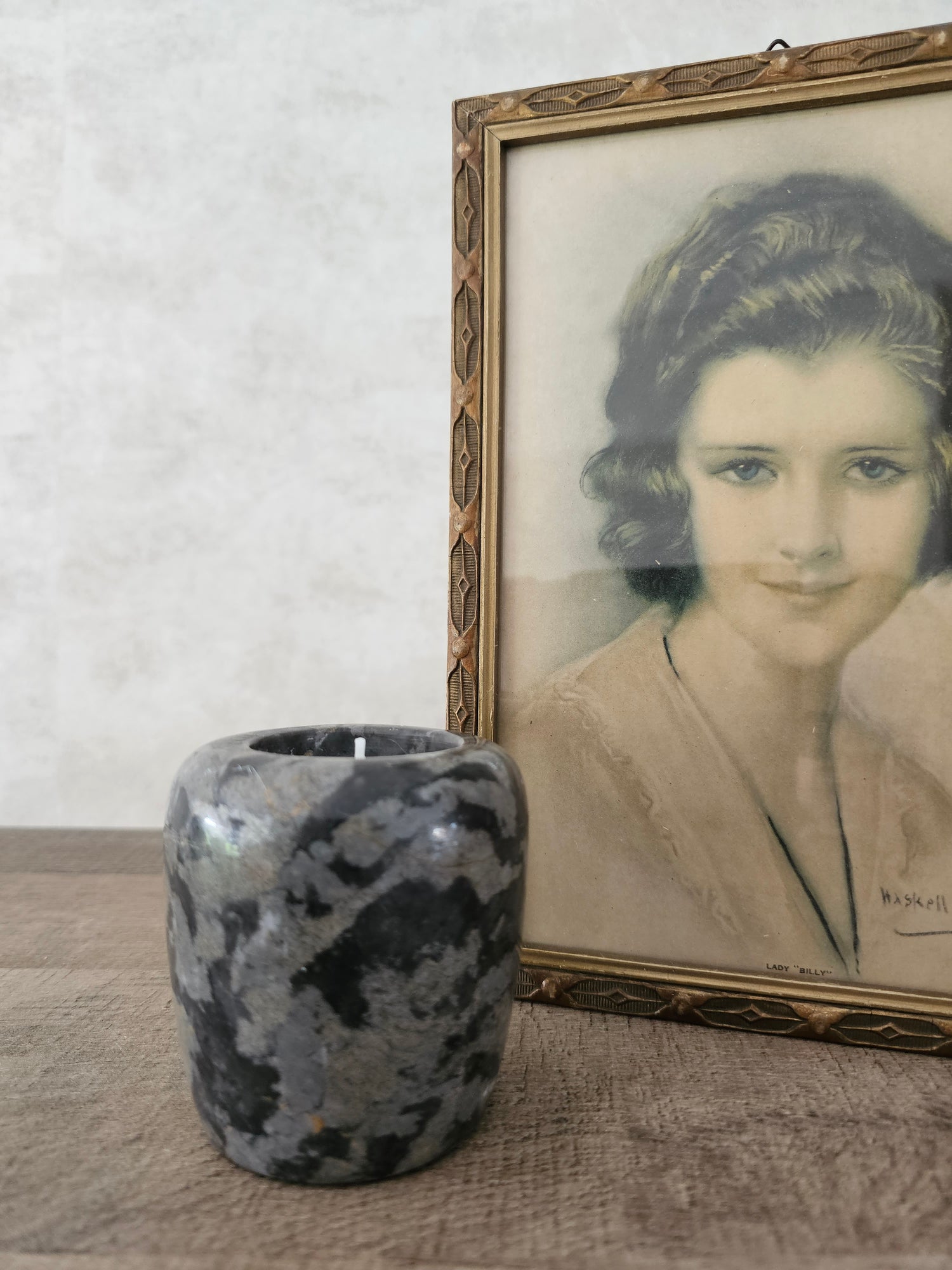 Marmeren waxinelichthouder donkergrijs