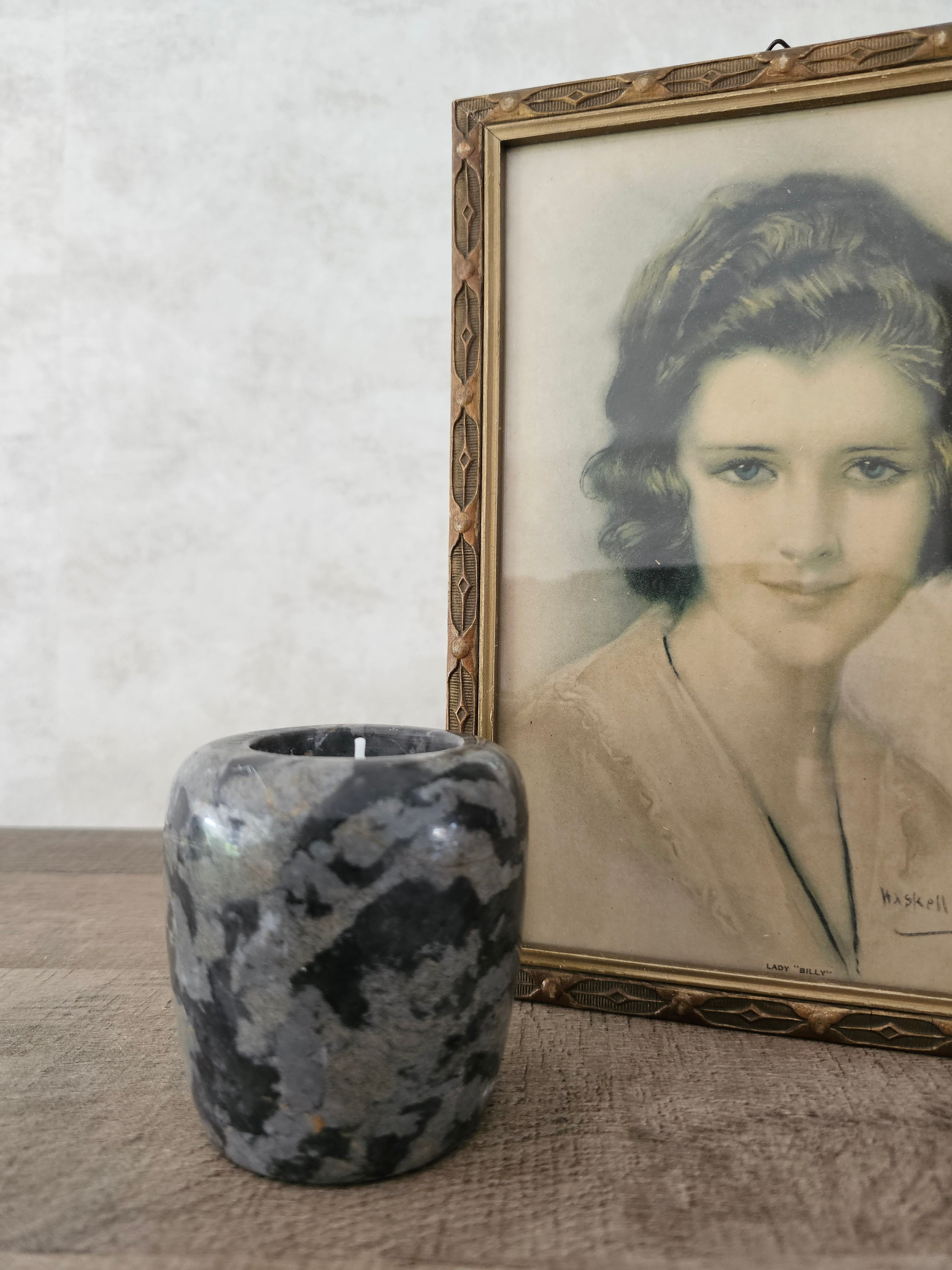 Marmeren waxinelichthouder donkergrijs