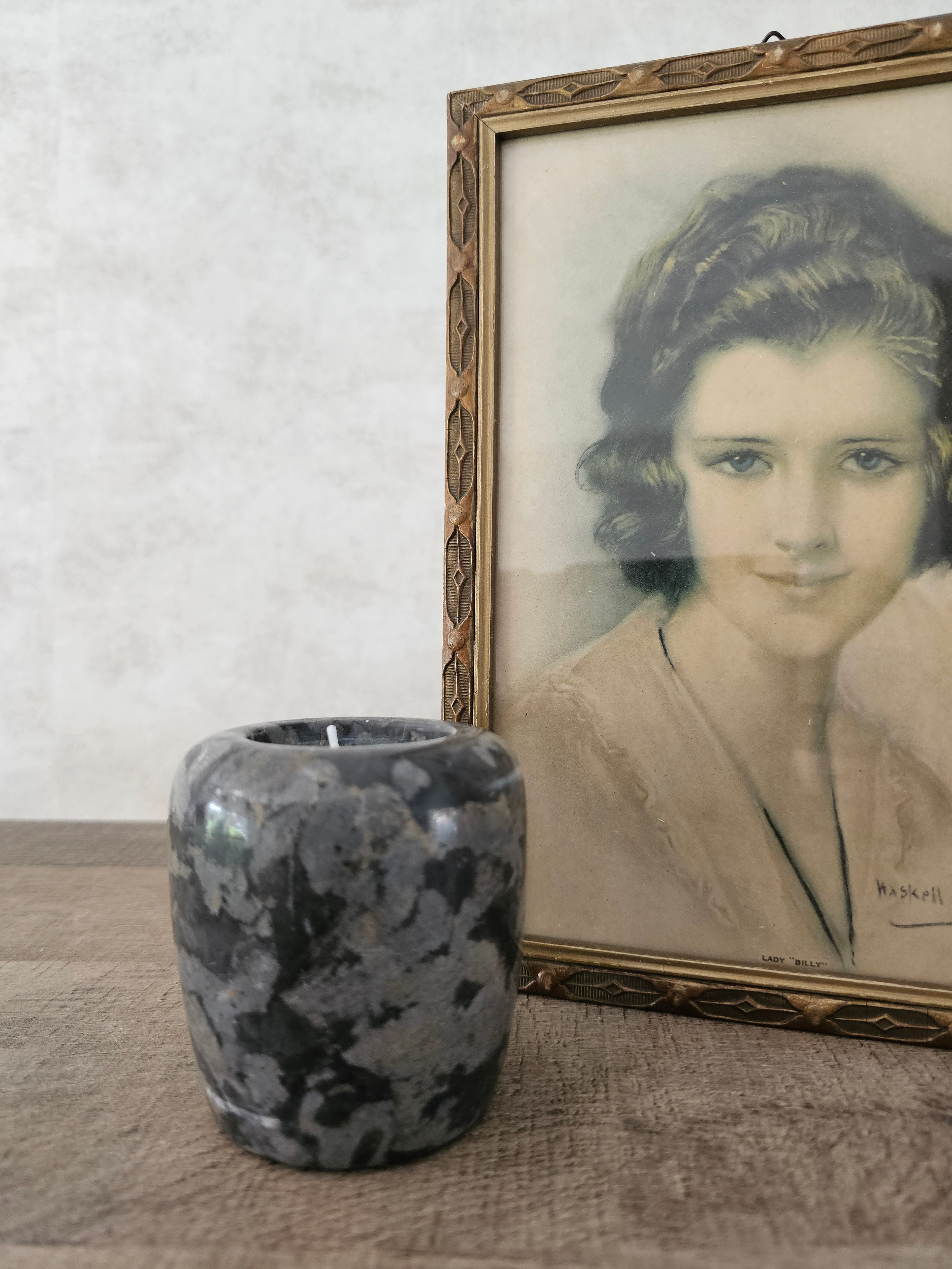 Marmeren waxinelichthouder donkergrijs