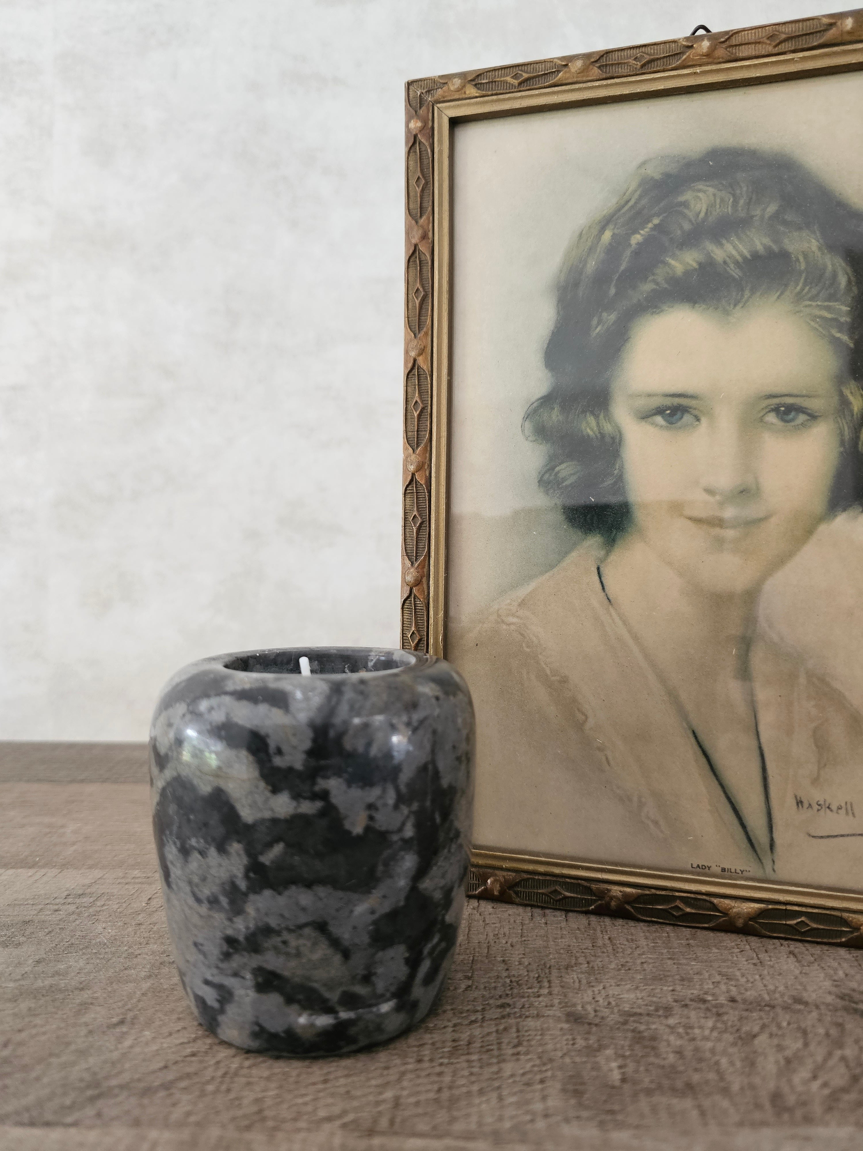 Marmeren waxinelichthouder donkergrijs