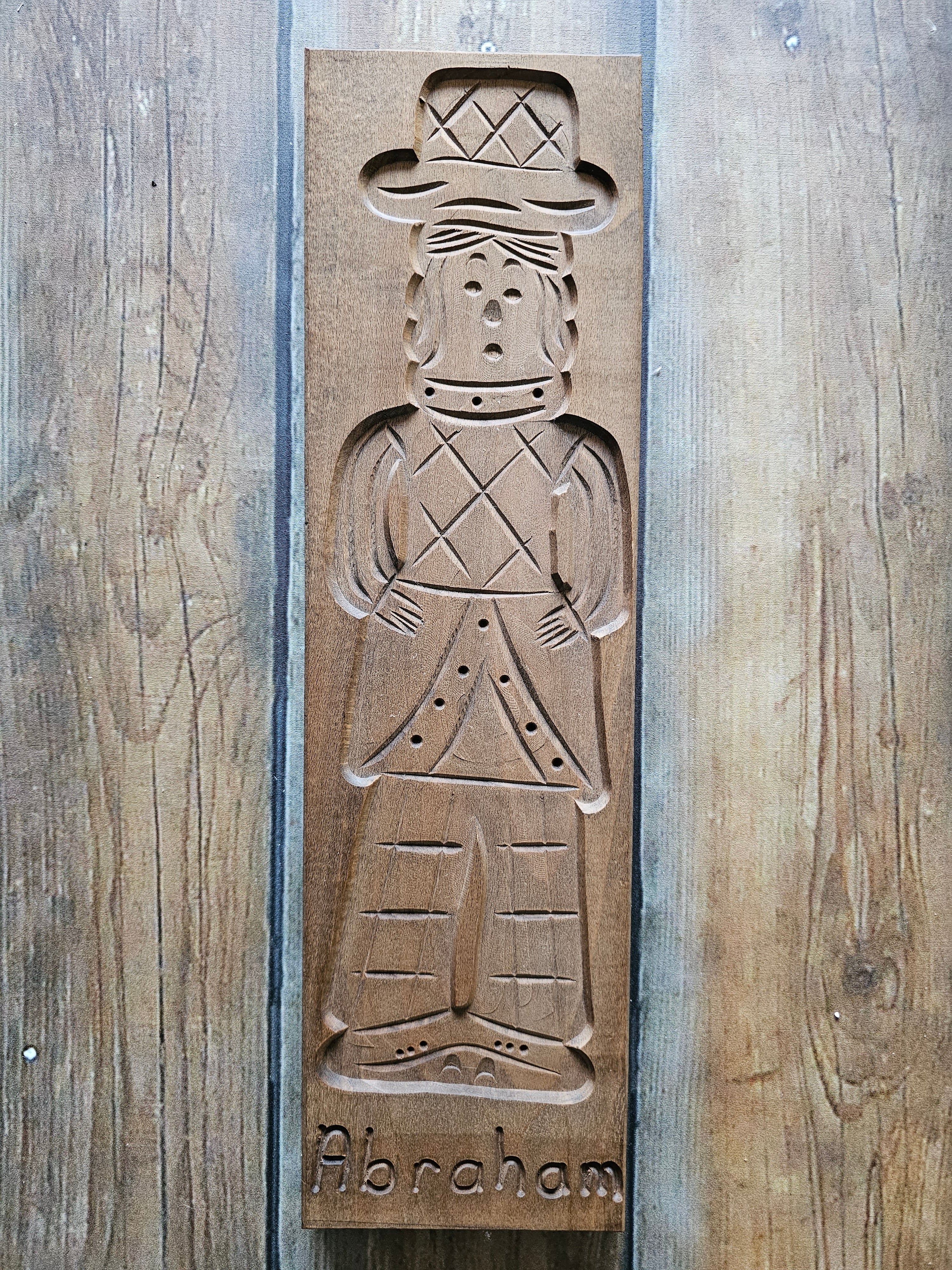 Eikenhouten handgestoken speculaasplank Abraham