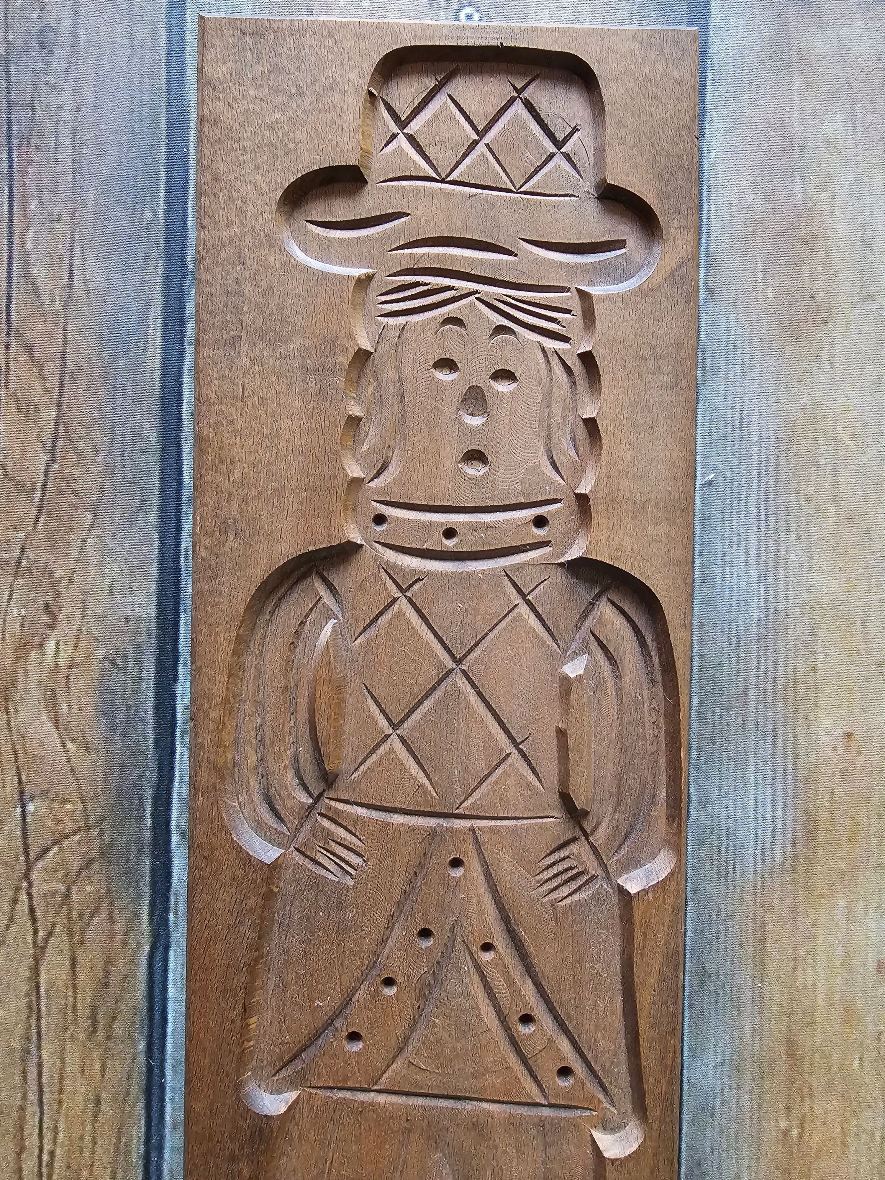 Eikenhouten handgestoken speculaasplank Abraham