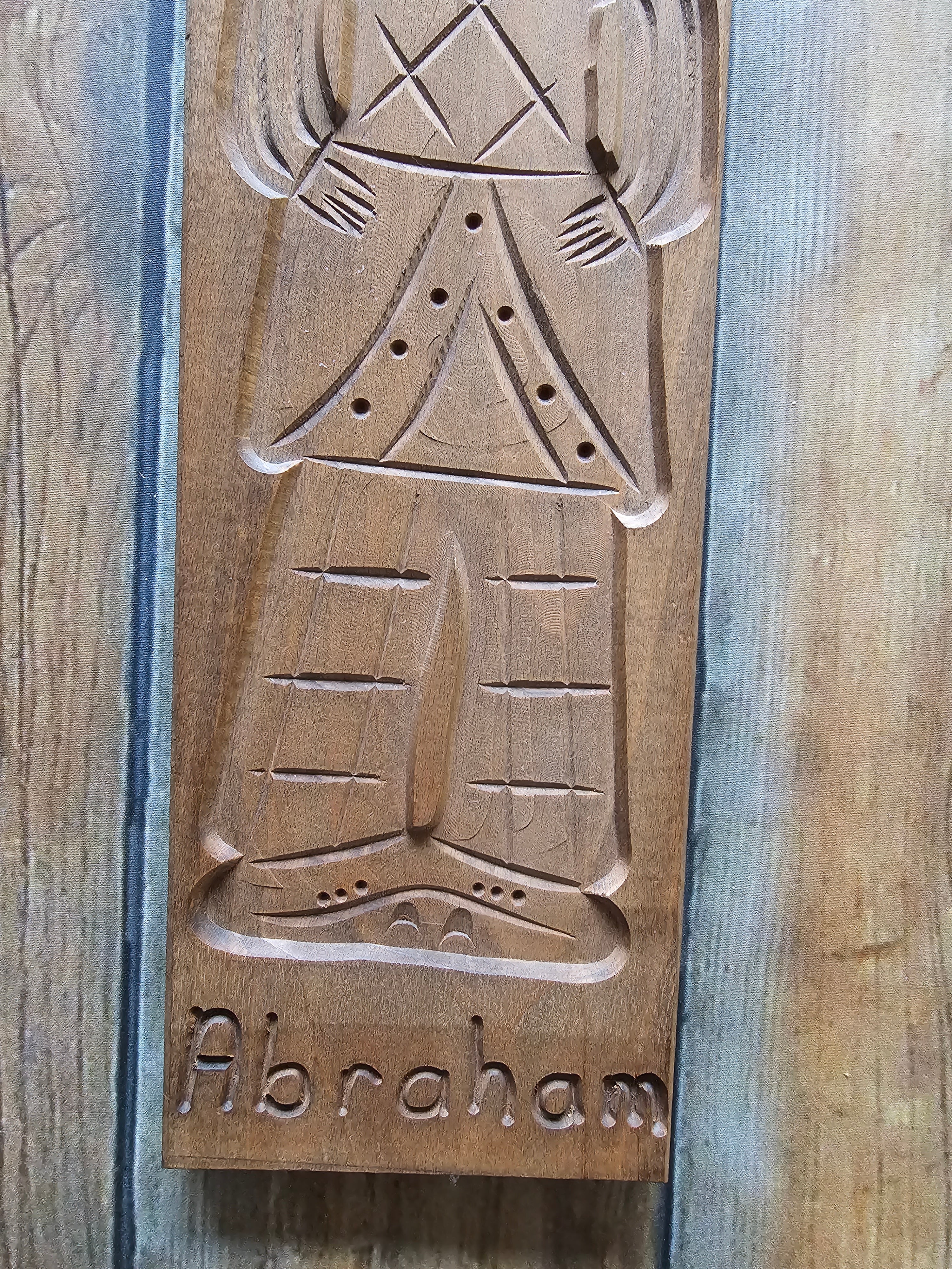 Eikenhouten handgestoken speculaasplank Abraham