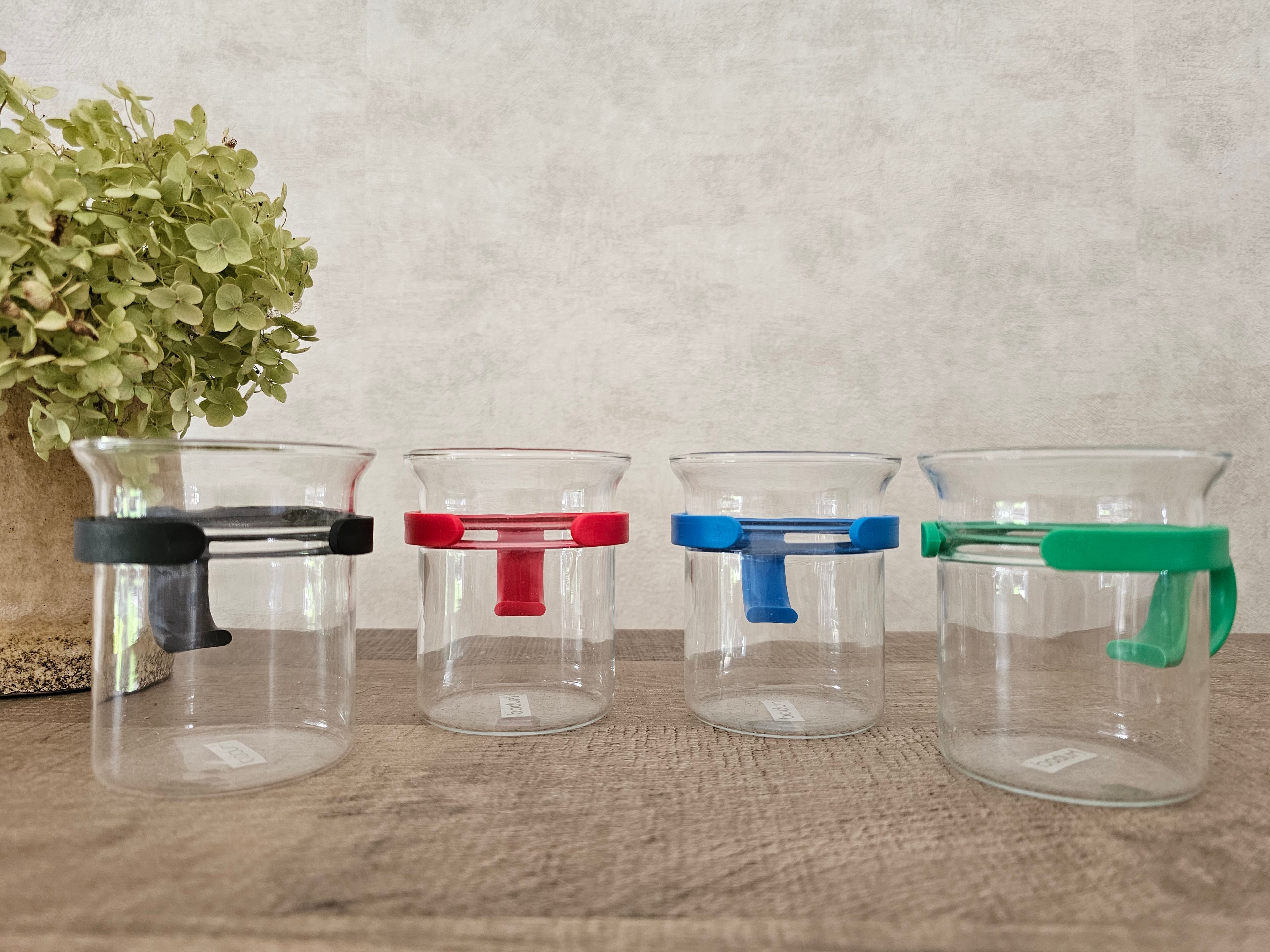 Bodum theeglazen gekleurd handvat