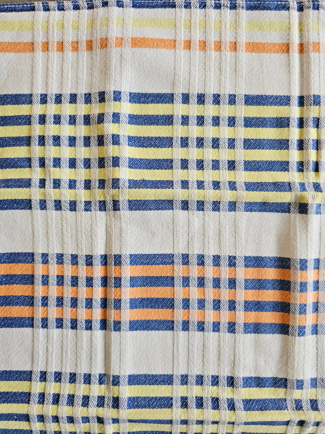 Theedoek geruit oranje / geel / blauw