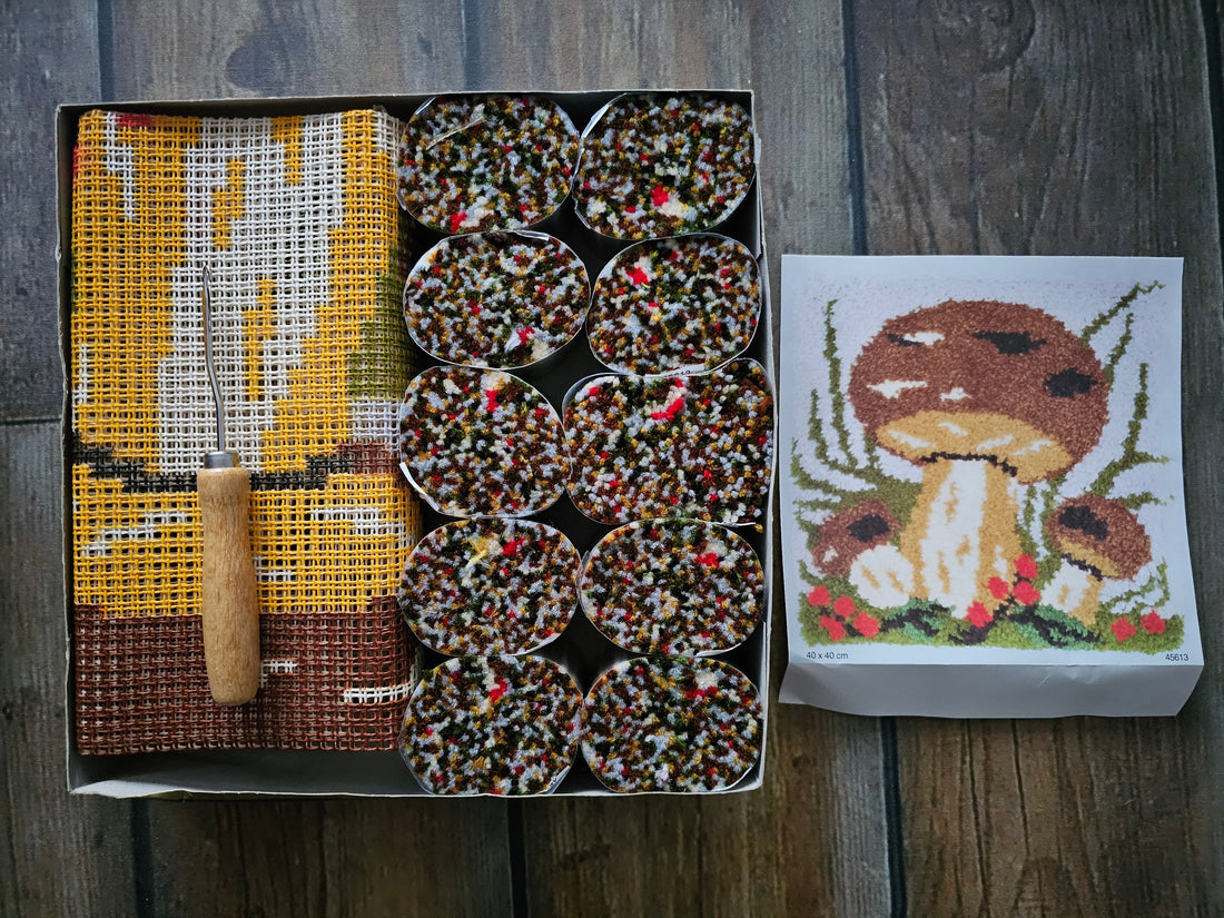 Knoopkussen 40 x 40 cm Paddenstoel