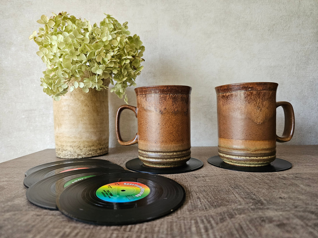 Retro vinyl onderzetters