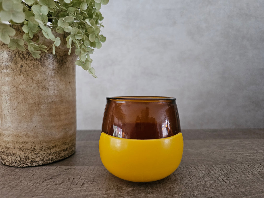 Vintage rookglas theeglas geel