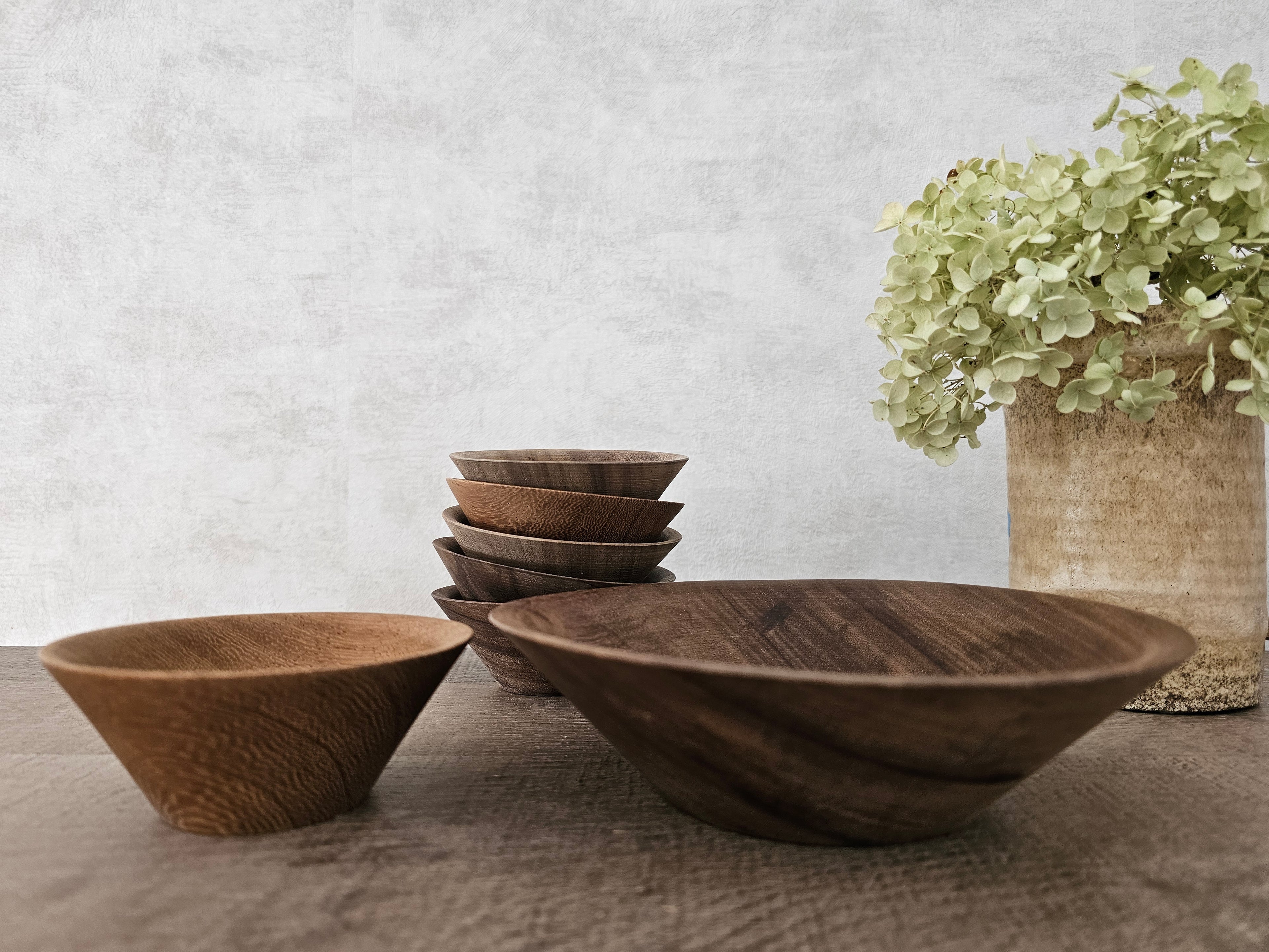 Houten pindaschalen set