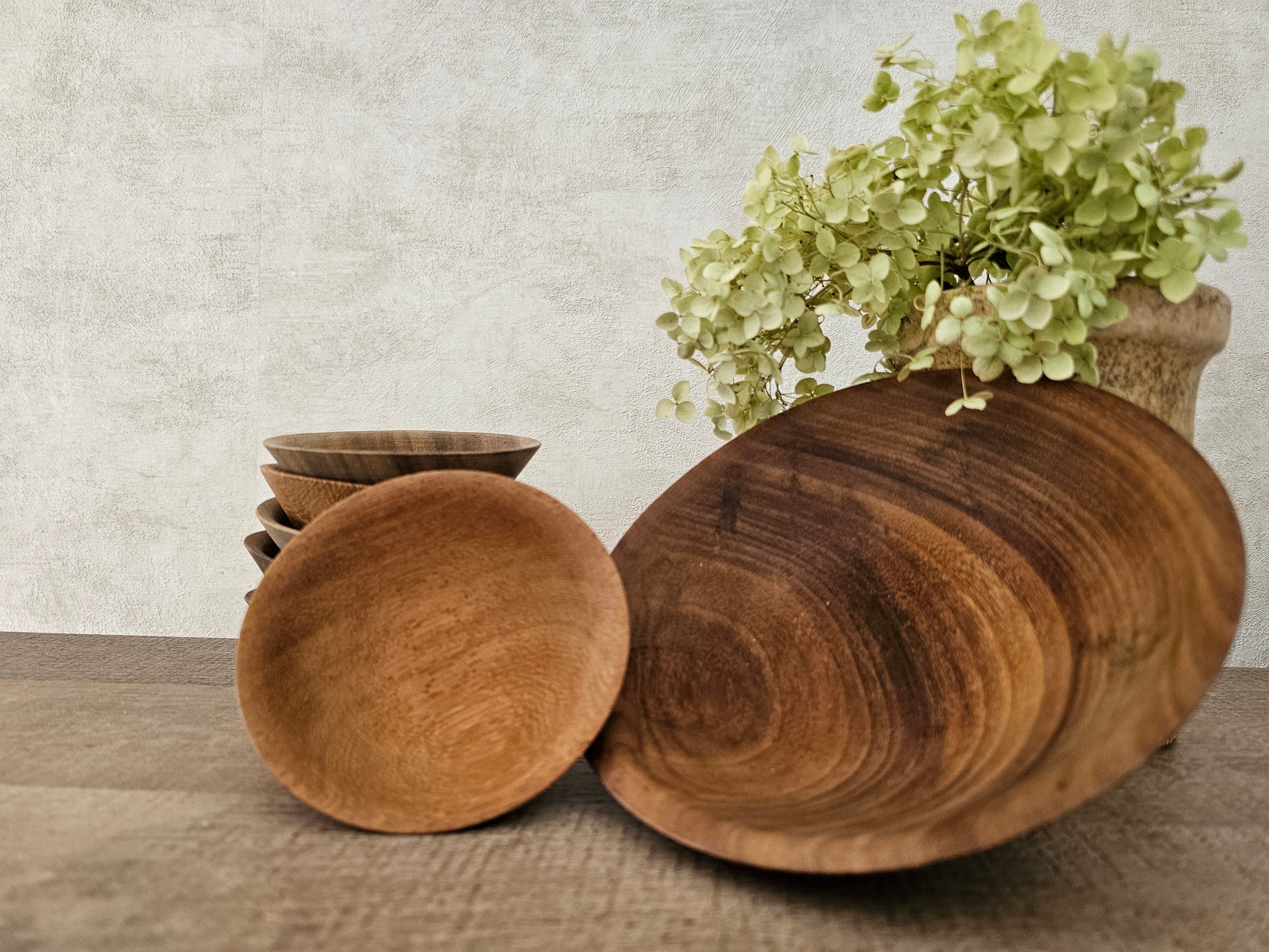 Houten pindaschalen set