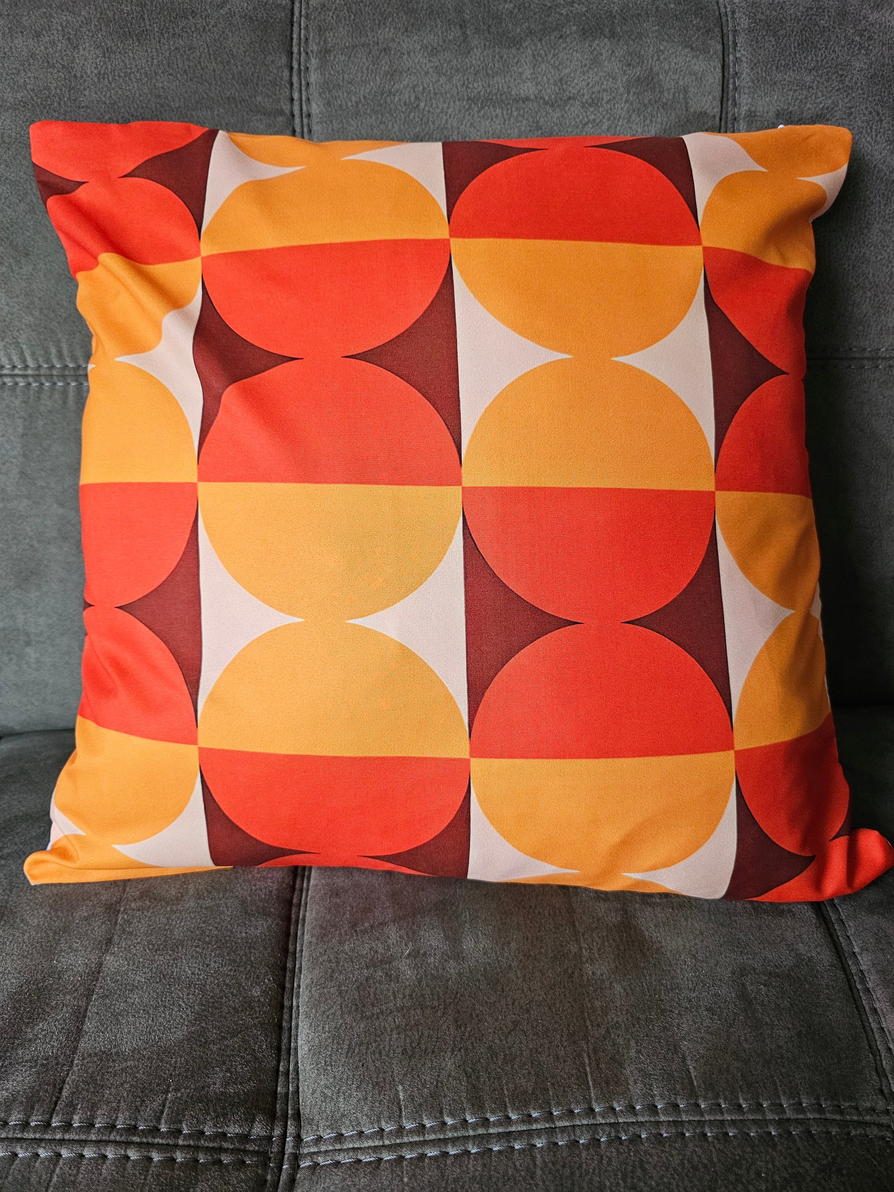 Retro kussenhoes cirkel oranje bruin