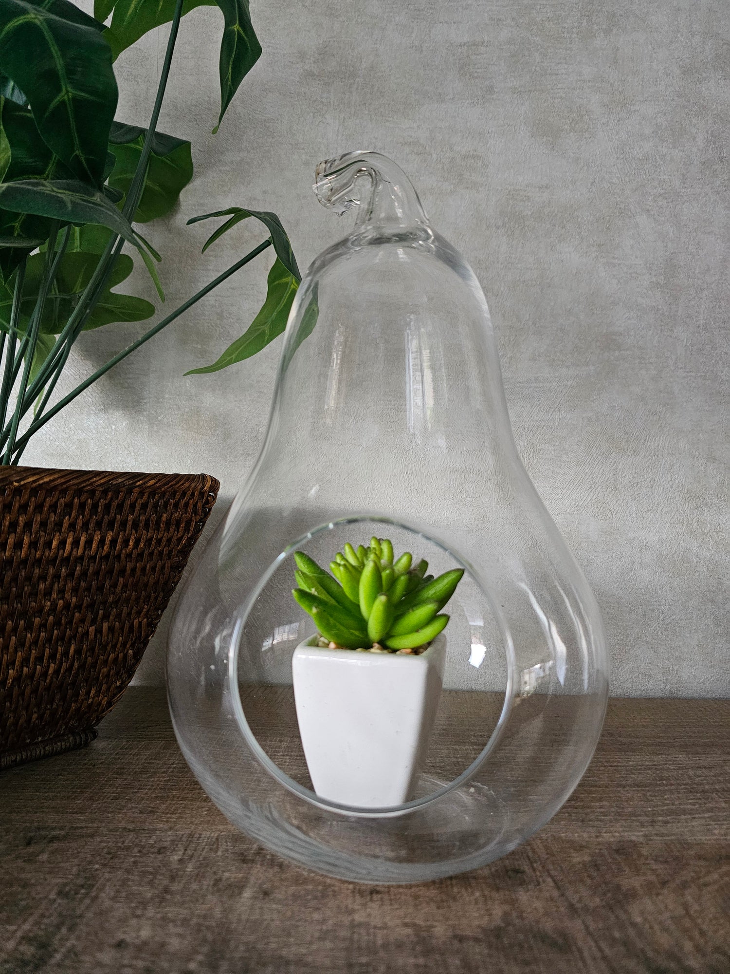 Vintage glazen peer bloempot