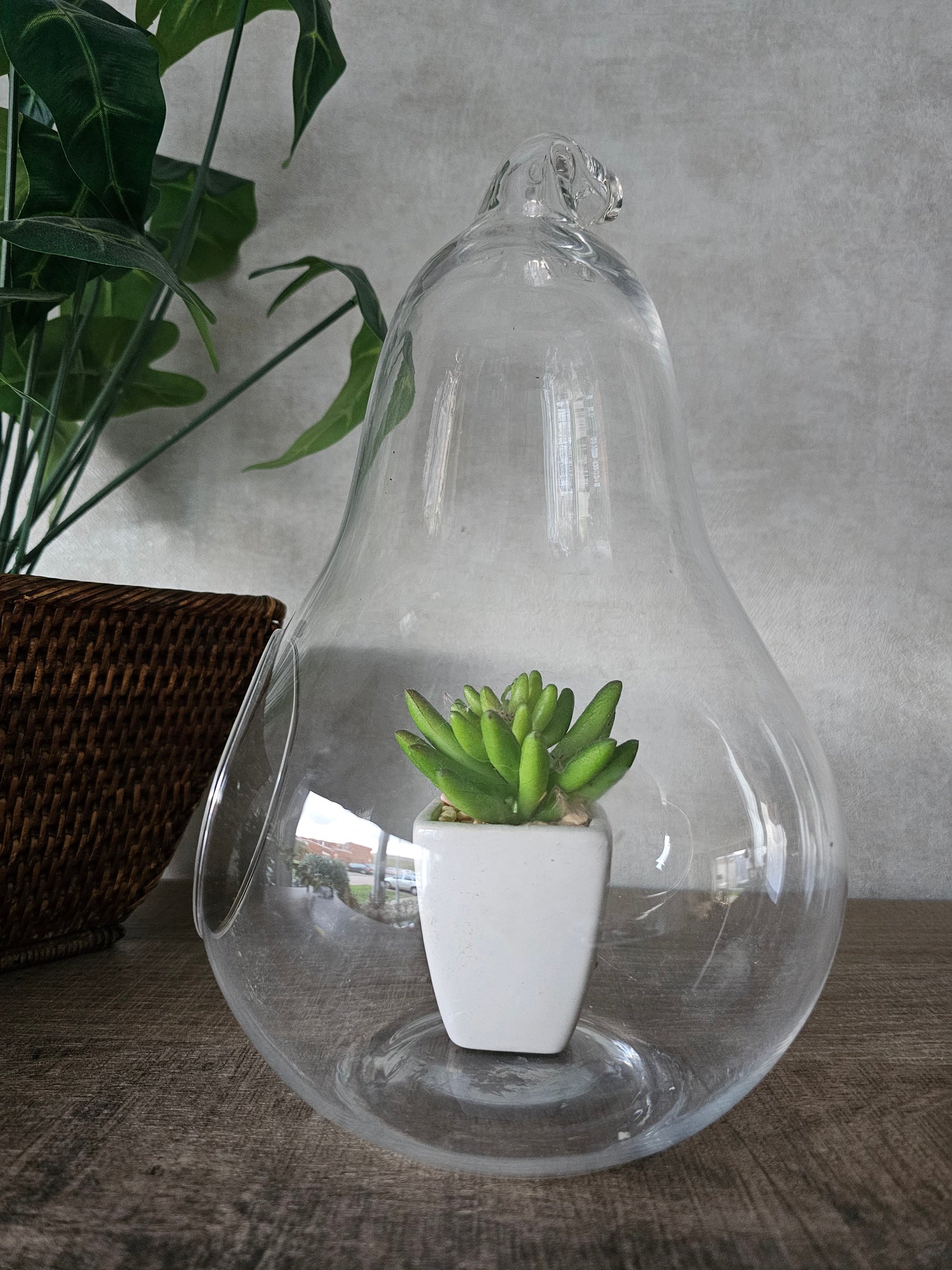 Vintage glazen peer bloempot