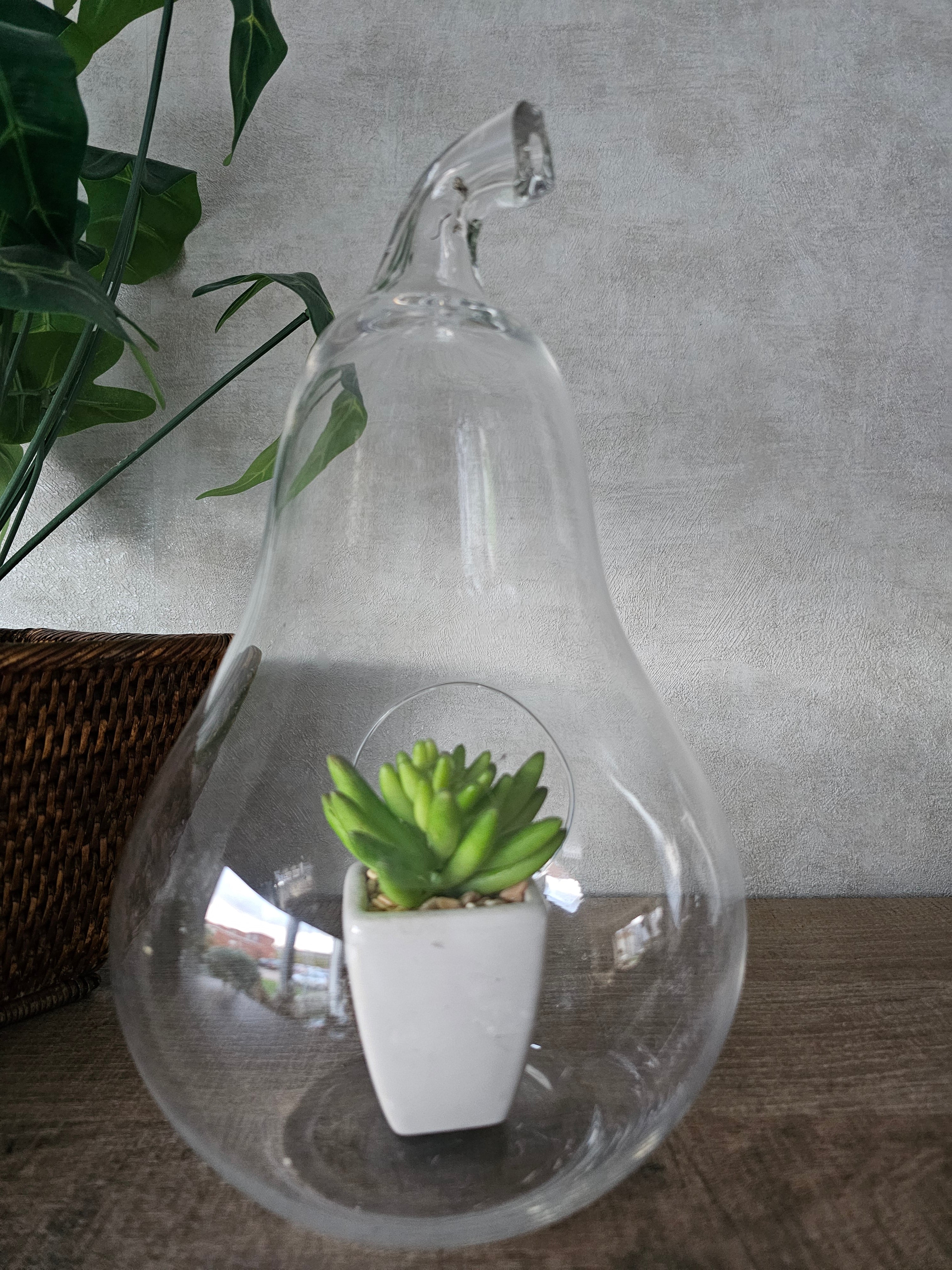 Vintage glazen peer bloempot