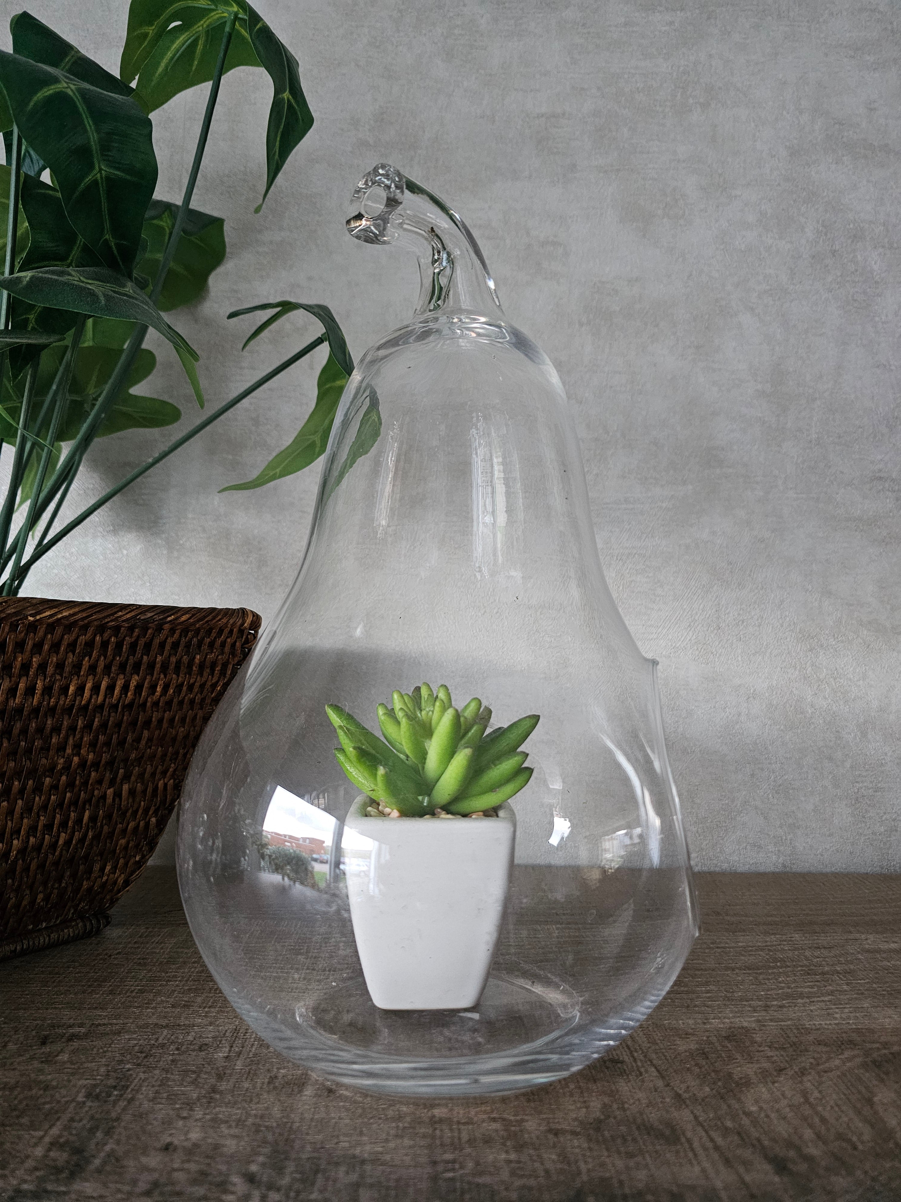 Vintage glazen peer bloempot