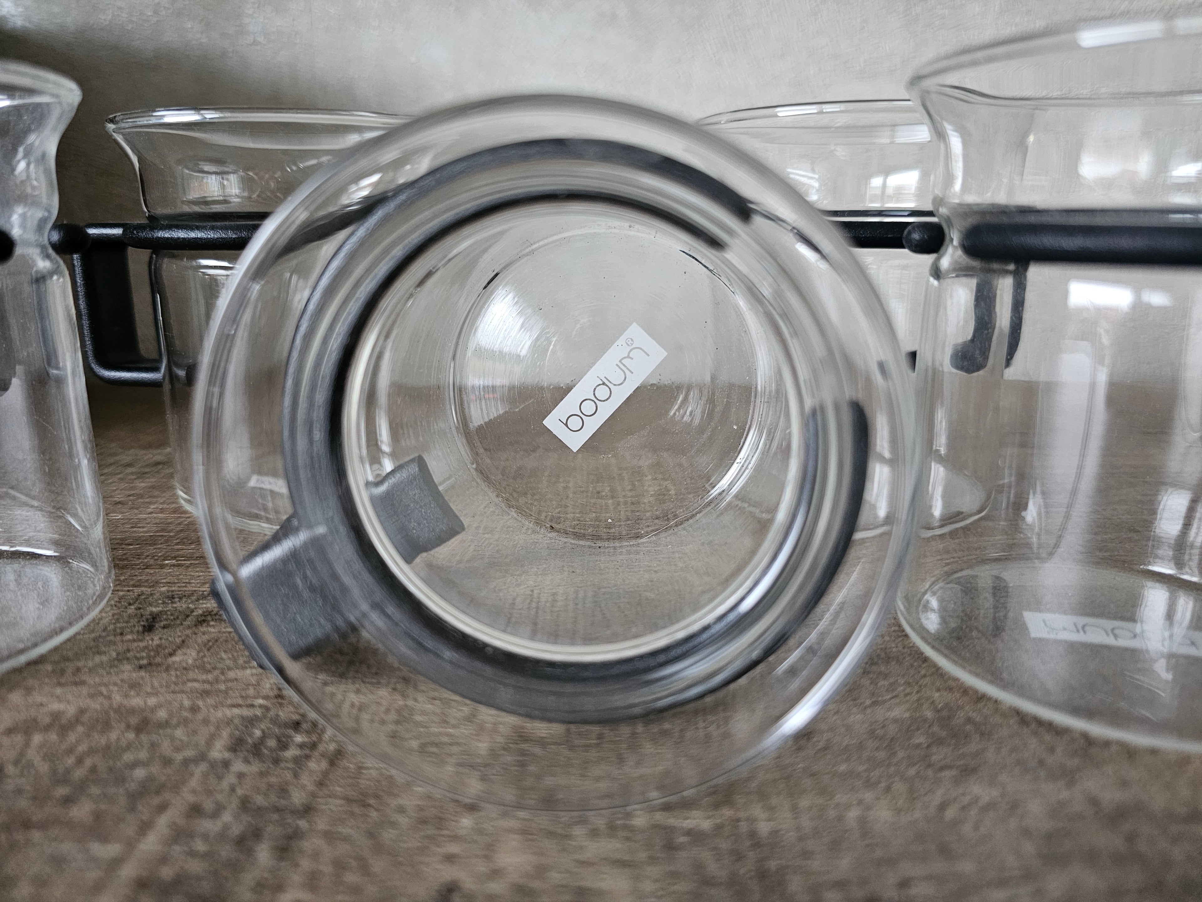 Bodum glazen bekers + melkkannetje
