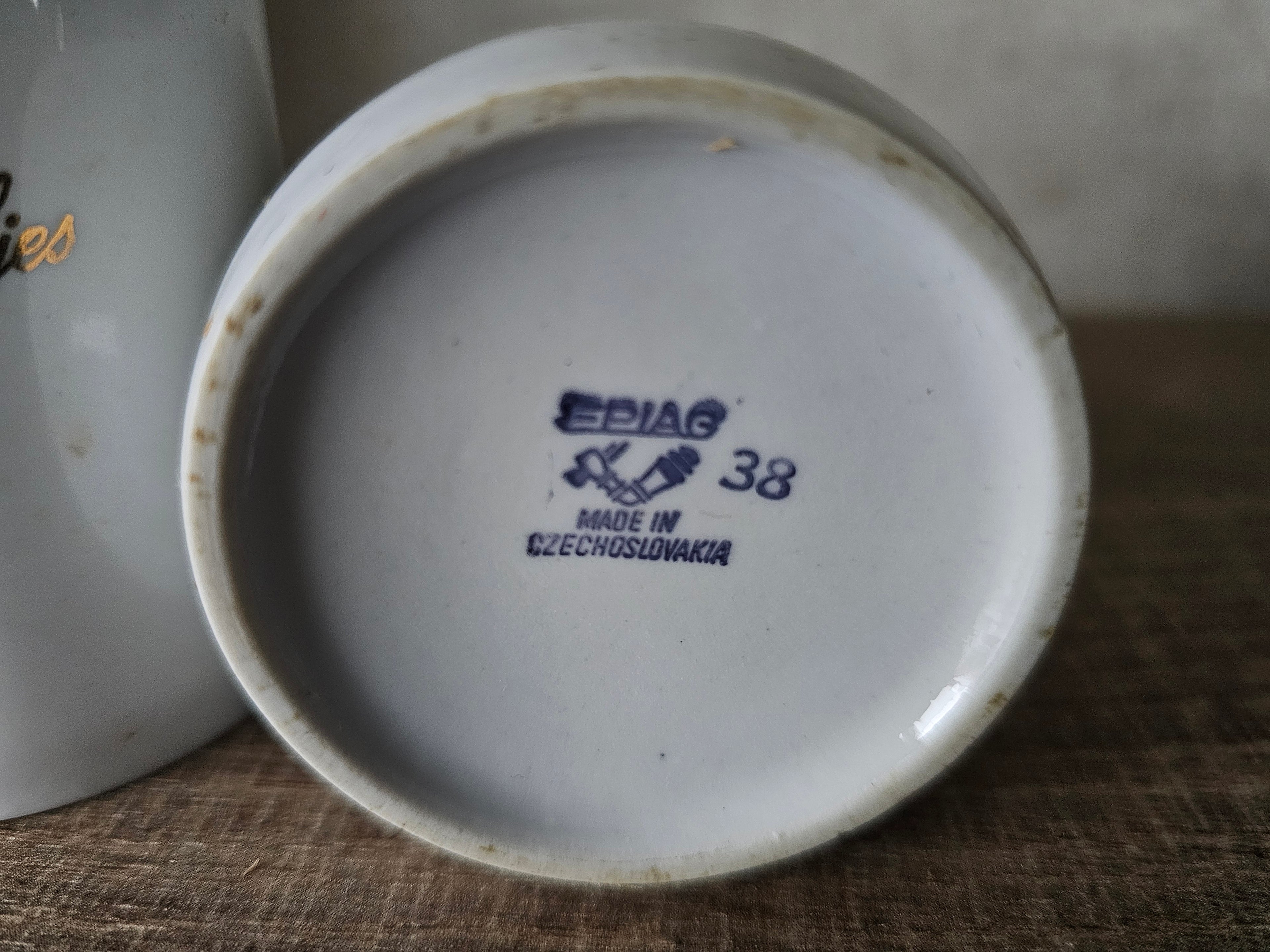 Vintage porseleinen lepel en vorkjes vaasjes