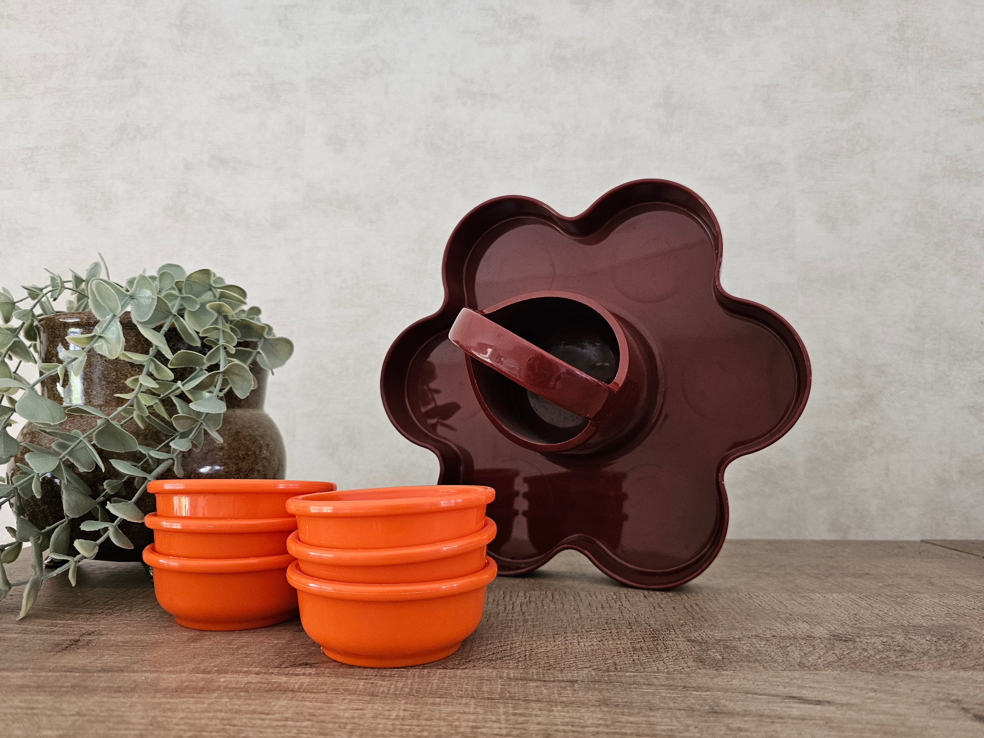 Emsa snackschaal bruin / oranje bloem