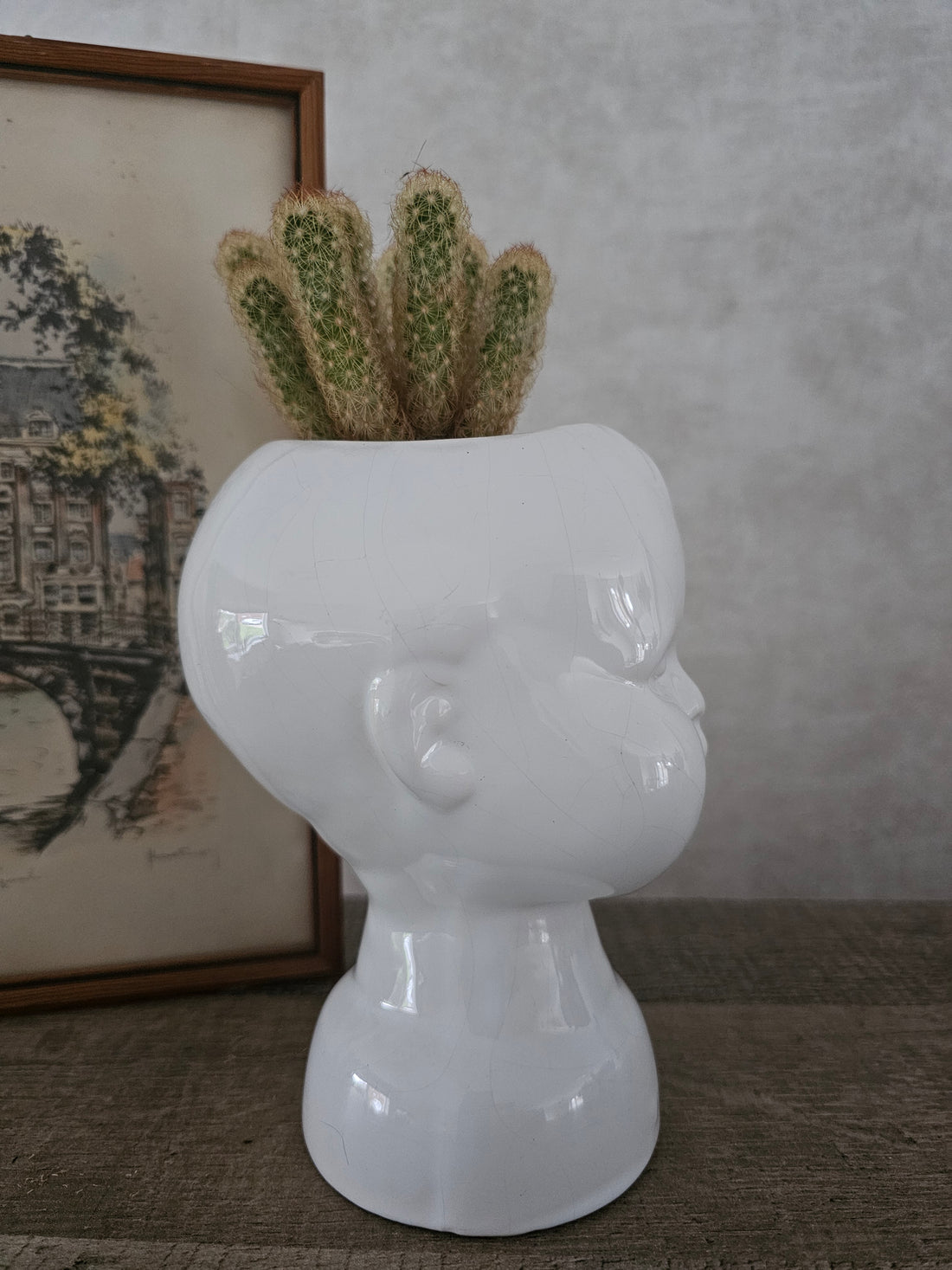 Vintage bloempotje kinderhoofdje jaren 70