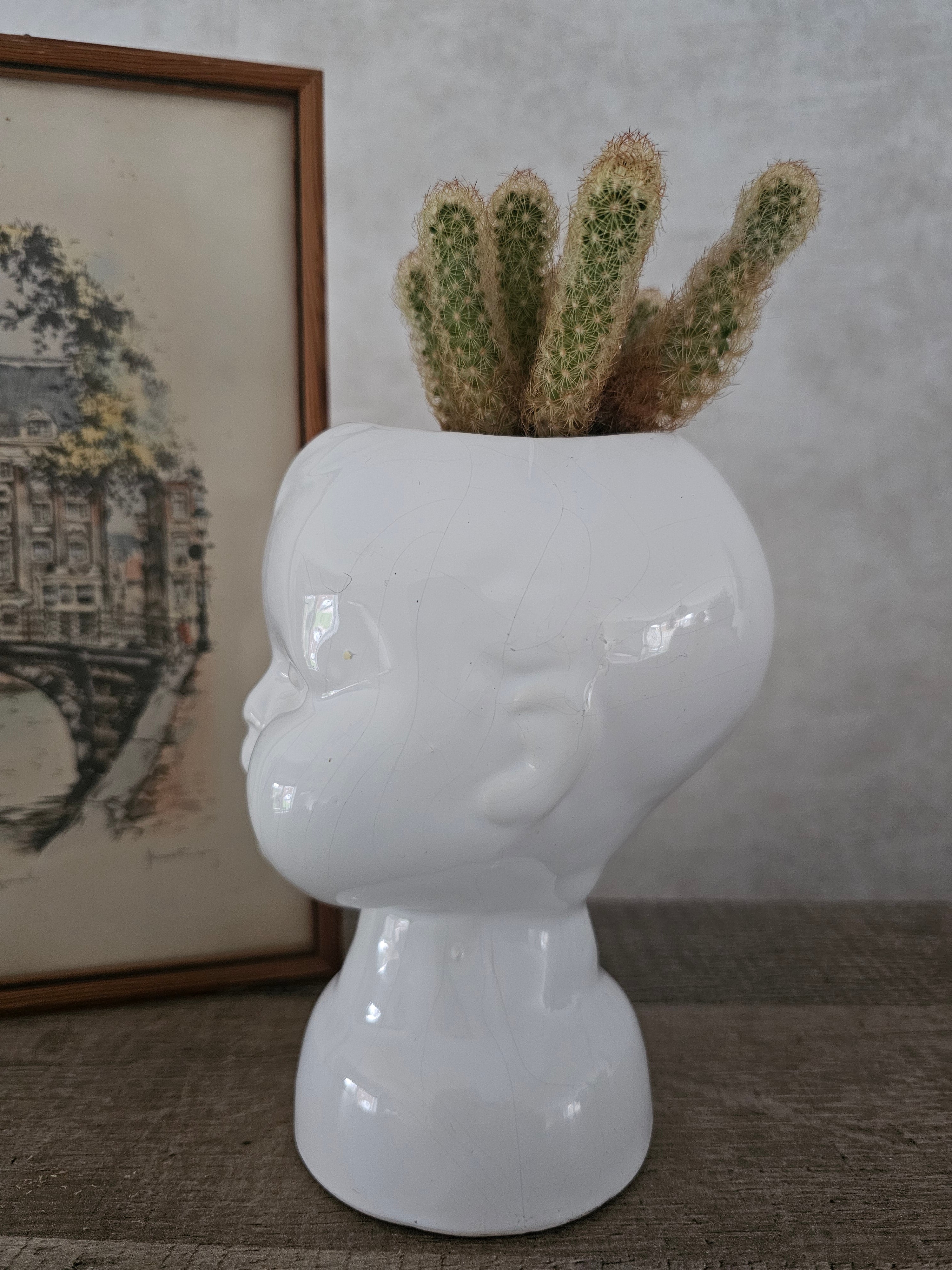 Vintage bloempotje kinderhoofdje jaren 70