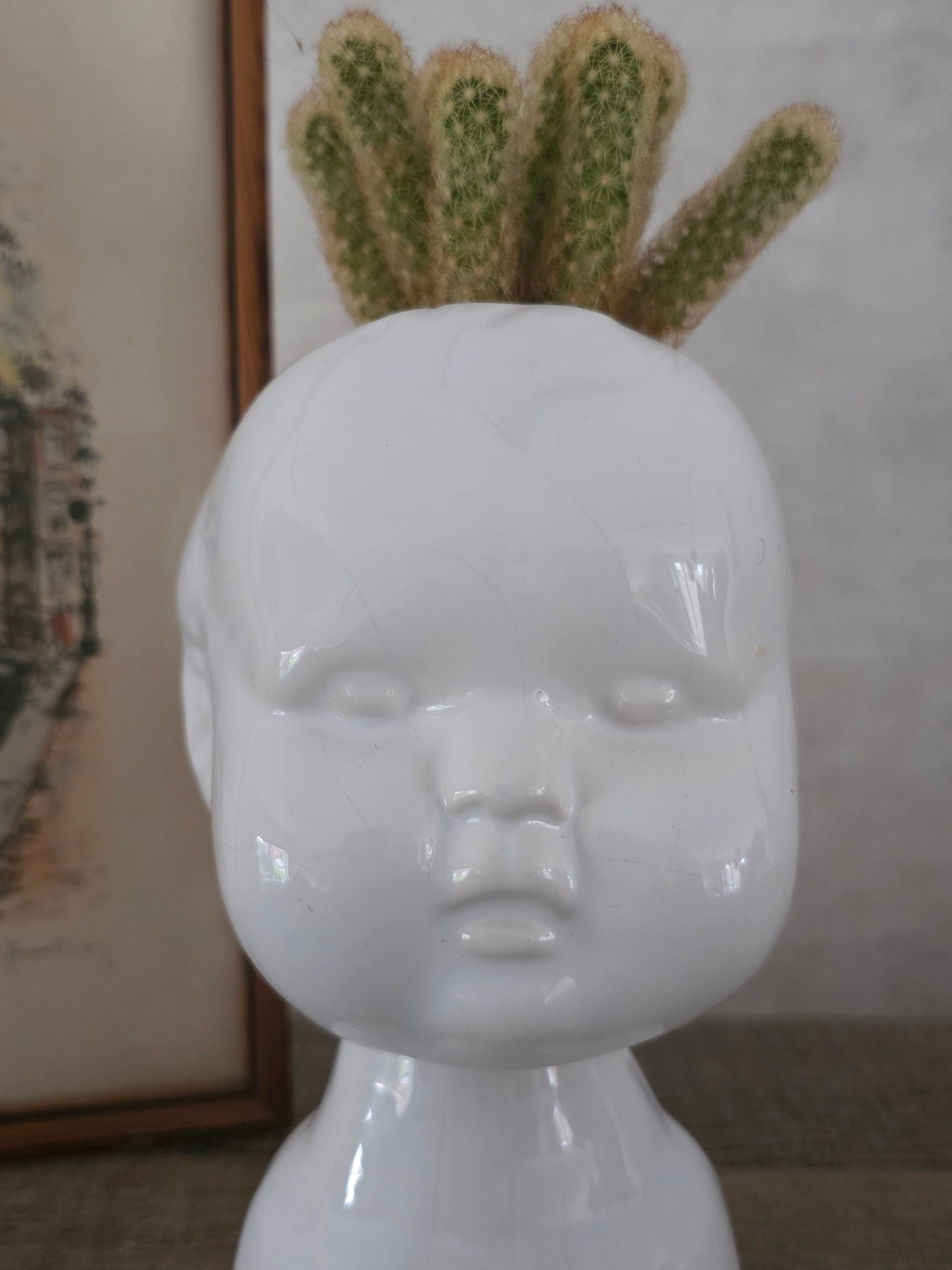 Vintage bloempotje kinderhoofdje jaren 70