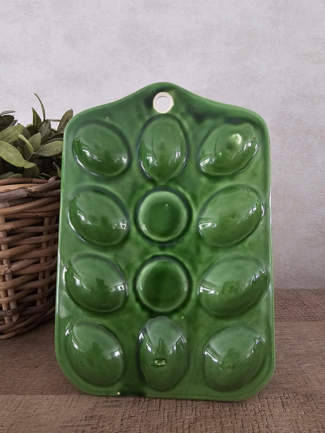 Groen eieren bord eierschaal