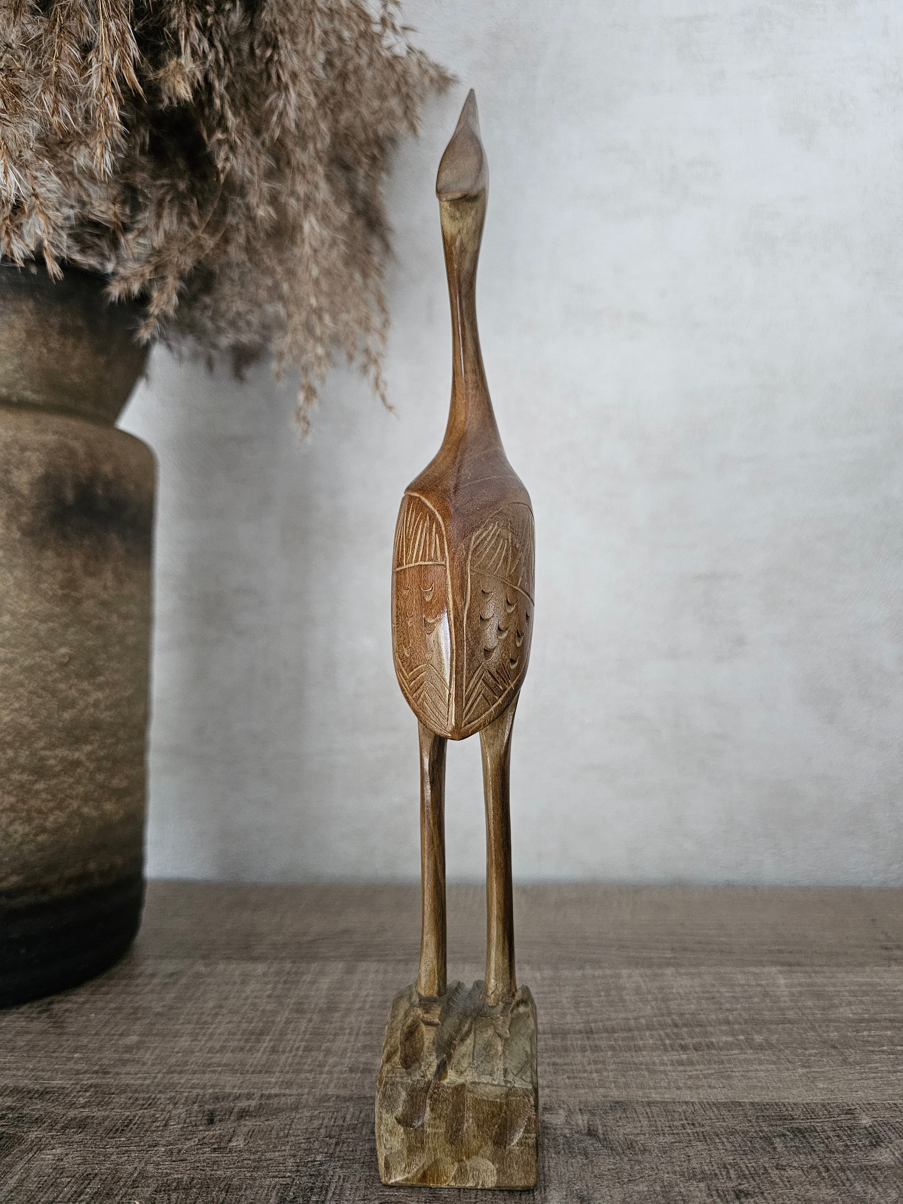 Houtsnijwerk vintage vogel 30,5 cm