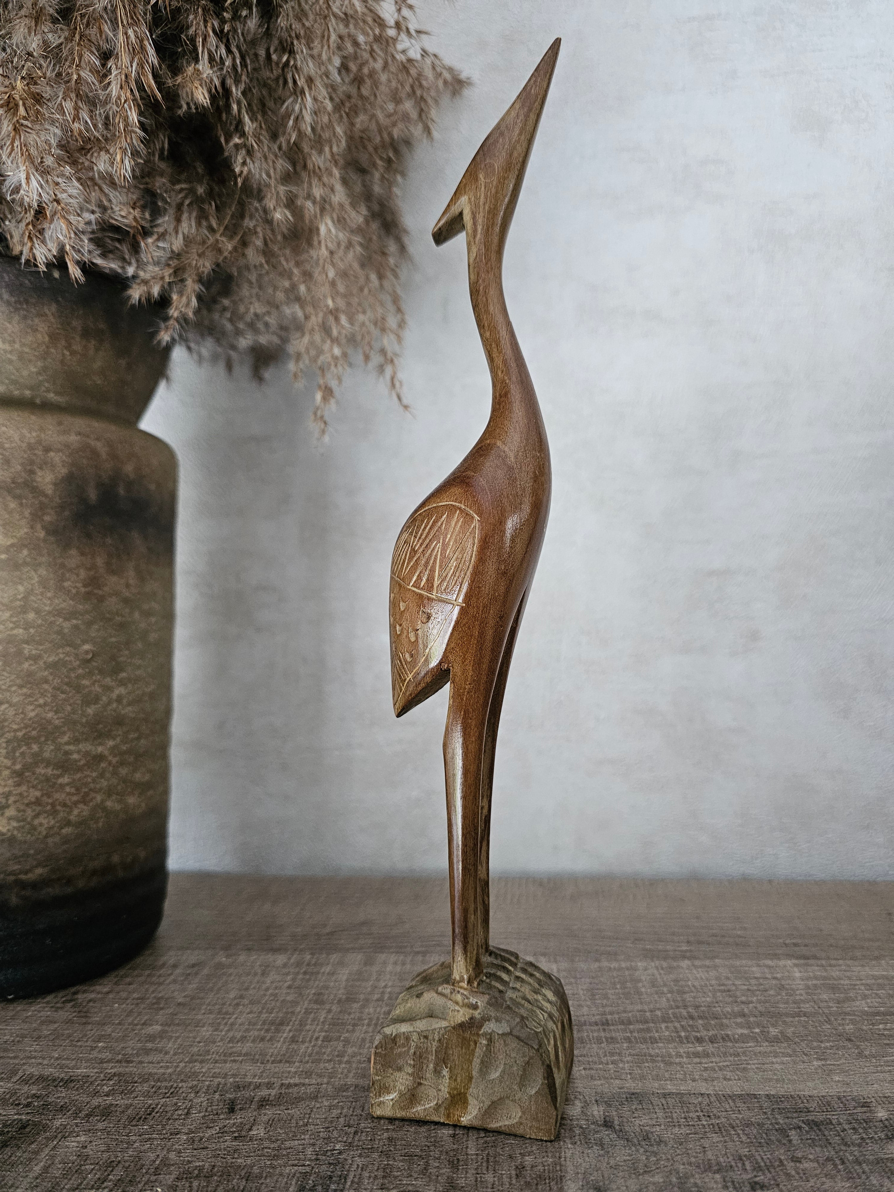 Houtsnijwerk vintage vogel 30,5 cm