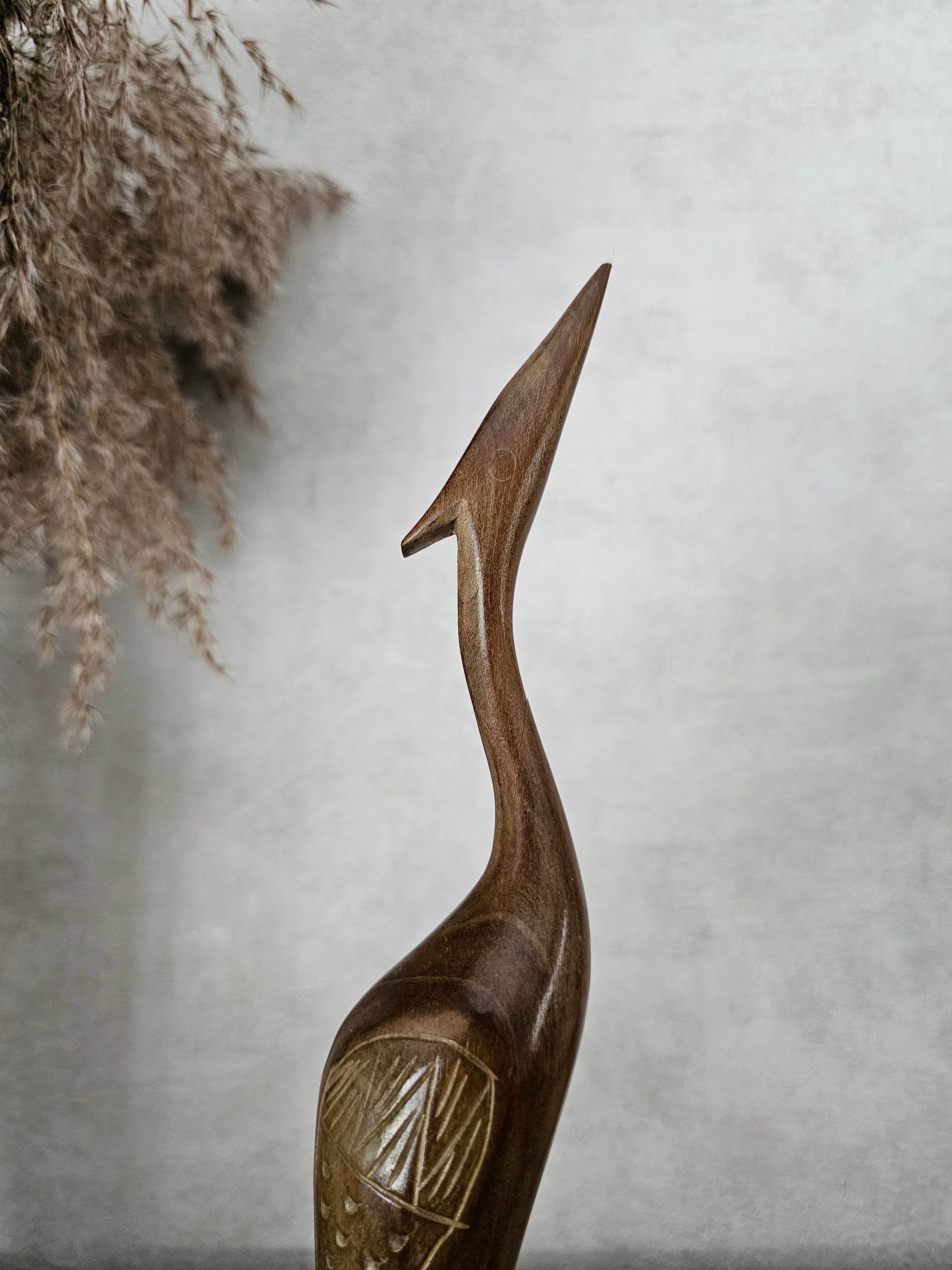Houtsnijwerk vintage vogel 30,5 cm