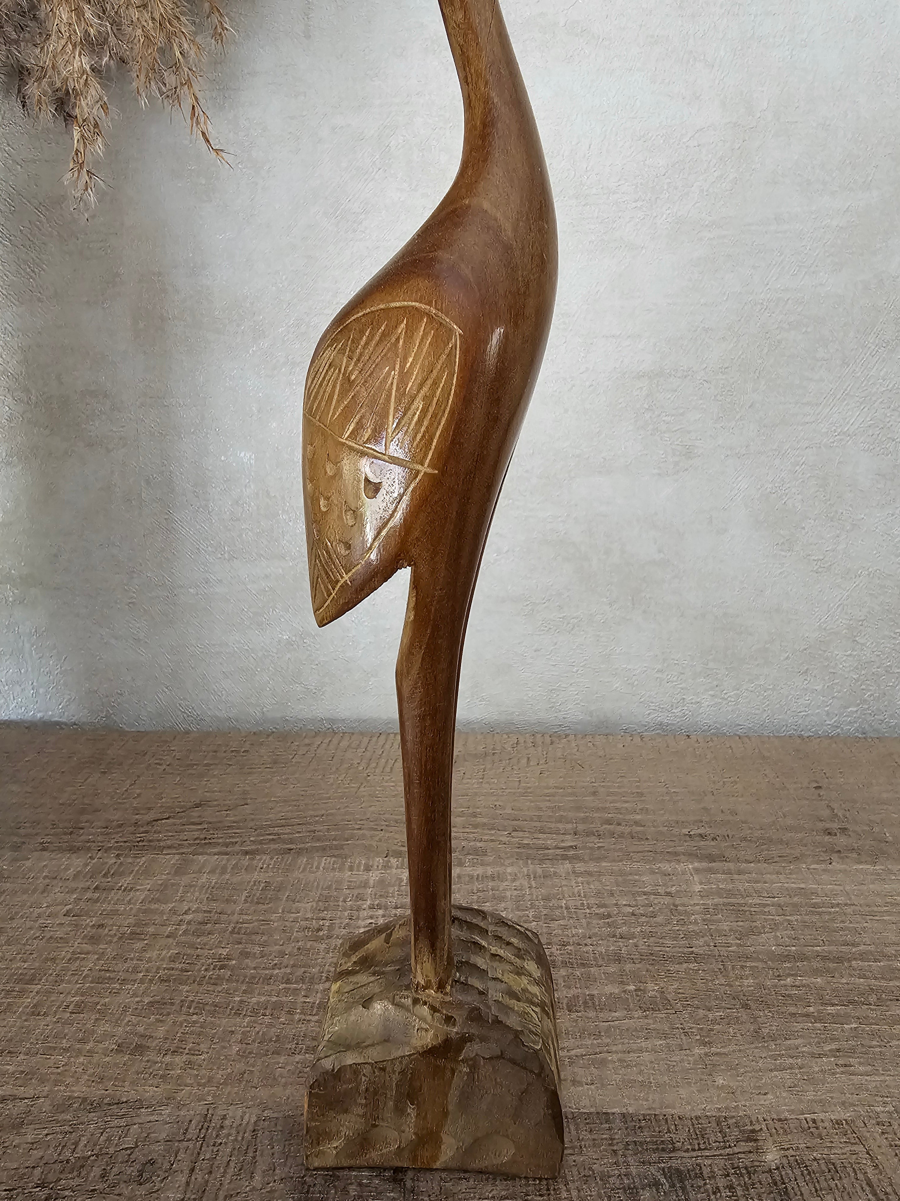 Houtsnijwerk vintage vogel 30,5 cm