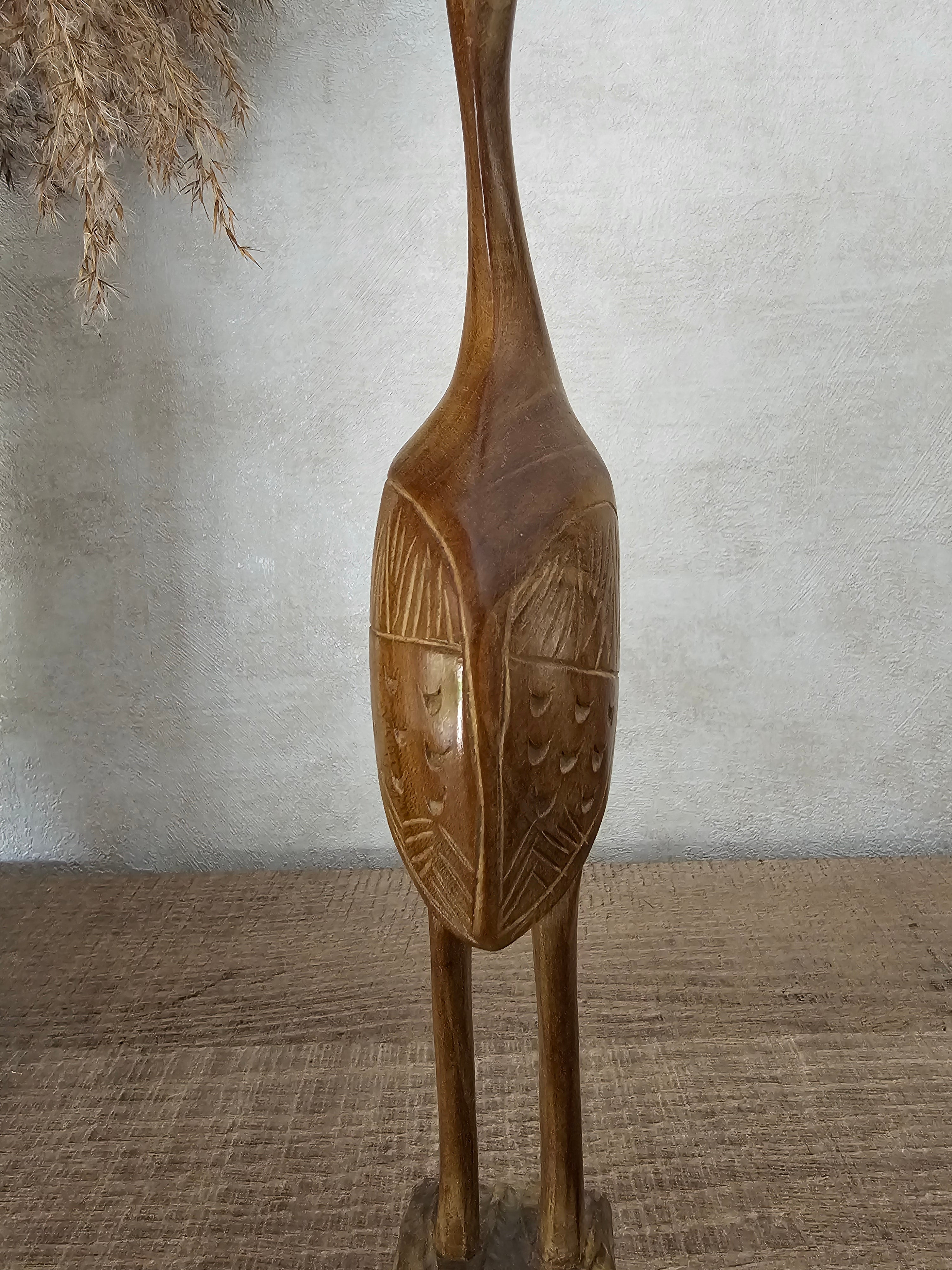 Houtsnijwerk vintage vogel 30,5 cm