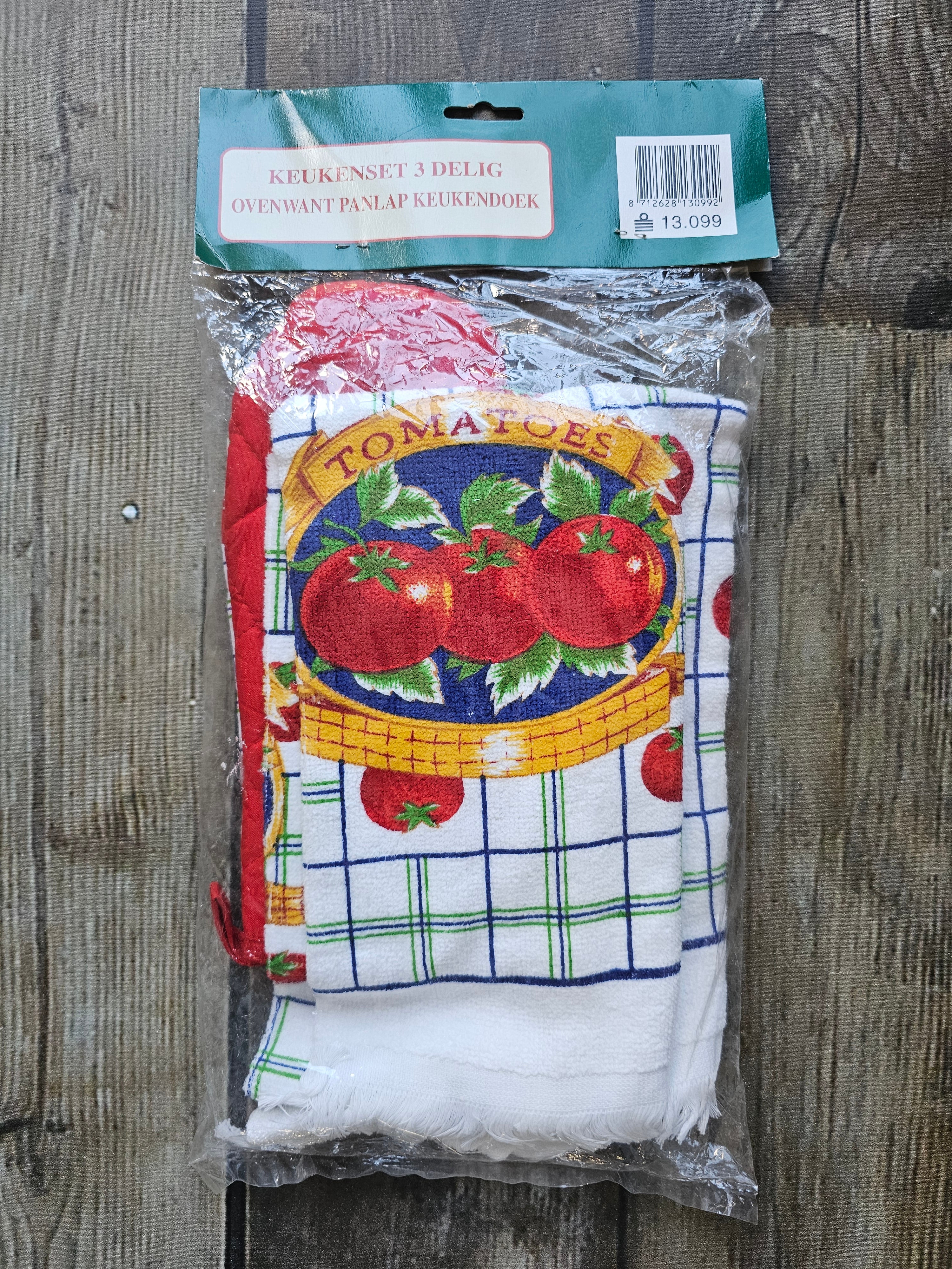 Keukenset 3 delig panlap ovenwant doek tomaat