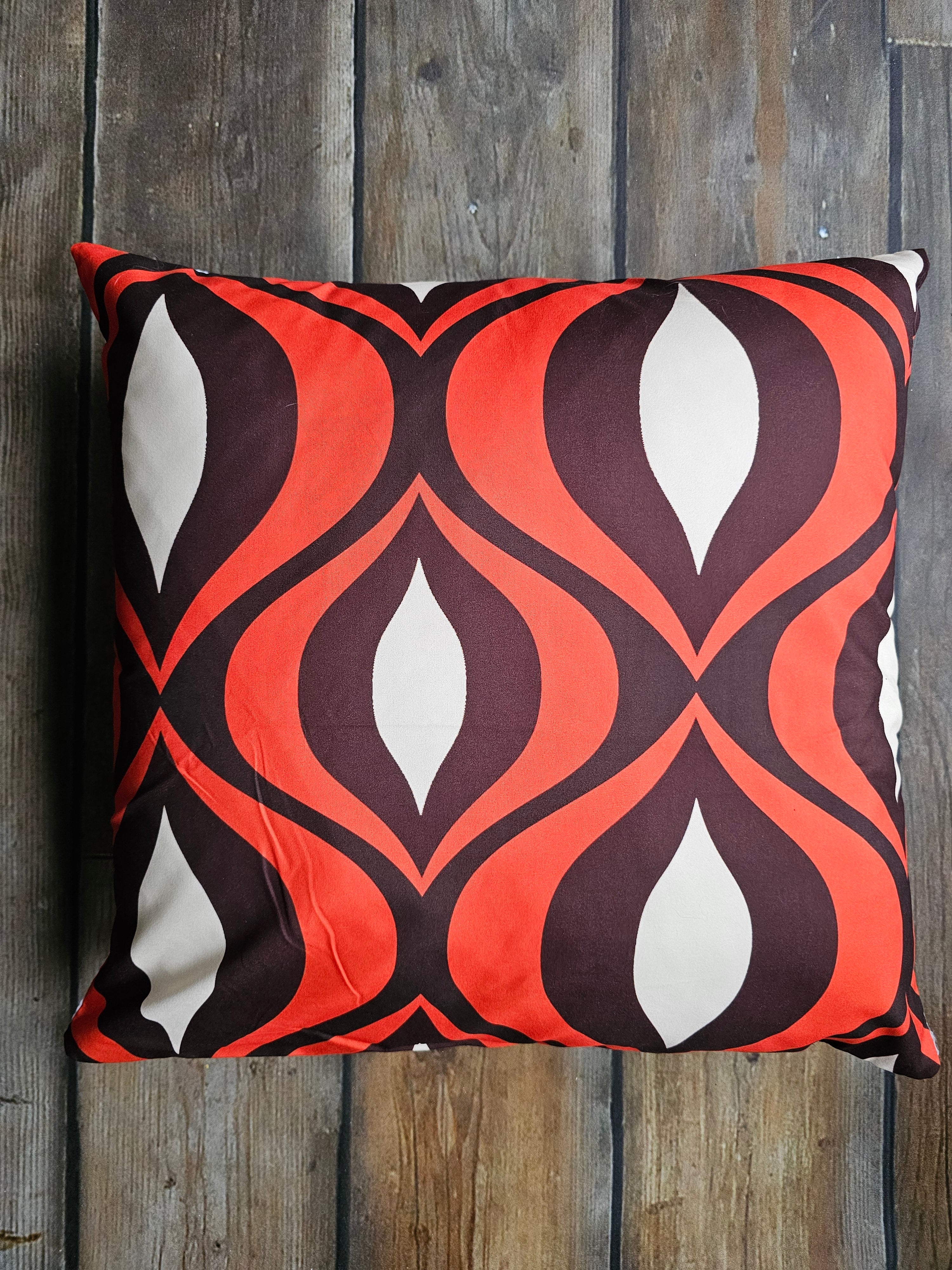 Retro kussenhoes bruin oranje geometrisch patroon