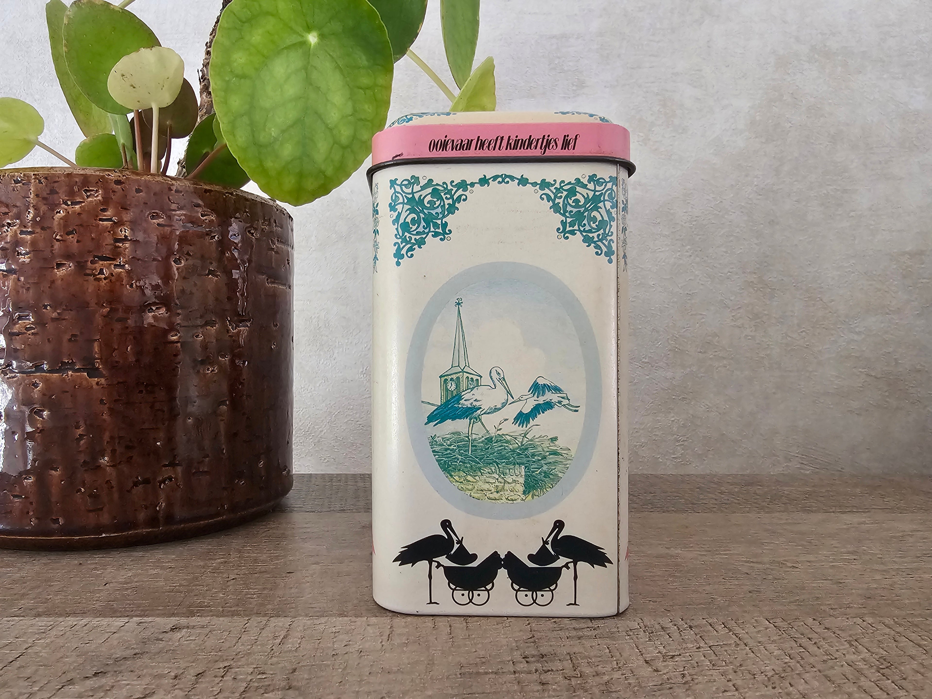 Vintage blik De Ruijter rose & witte muisjes