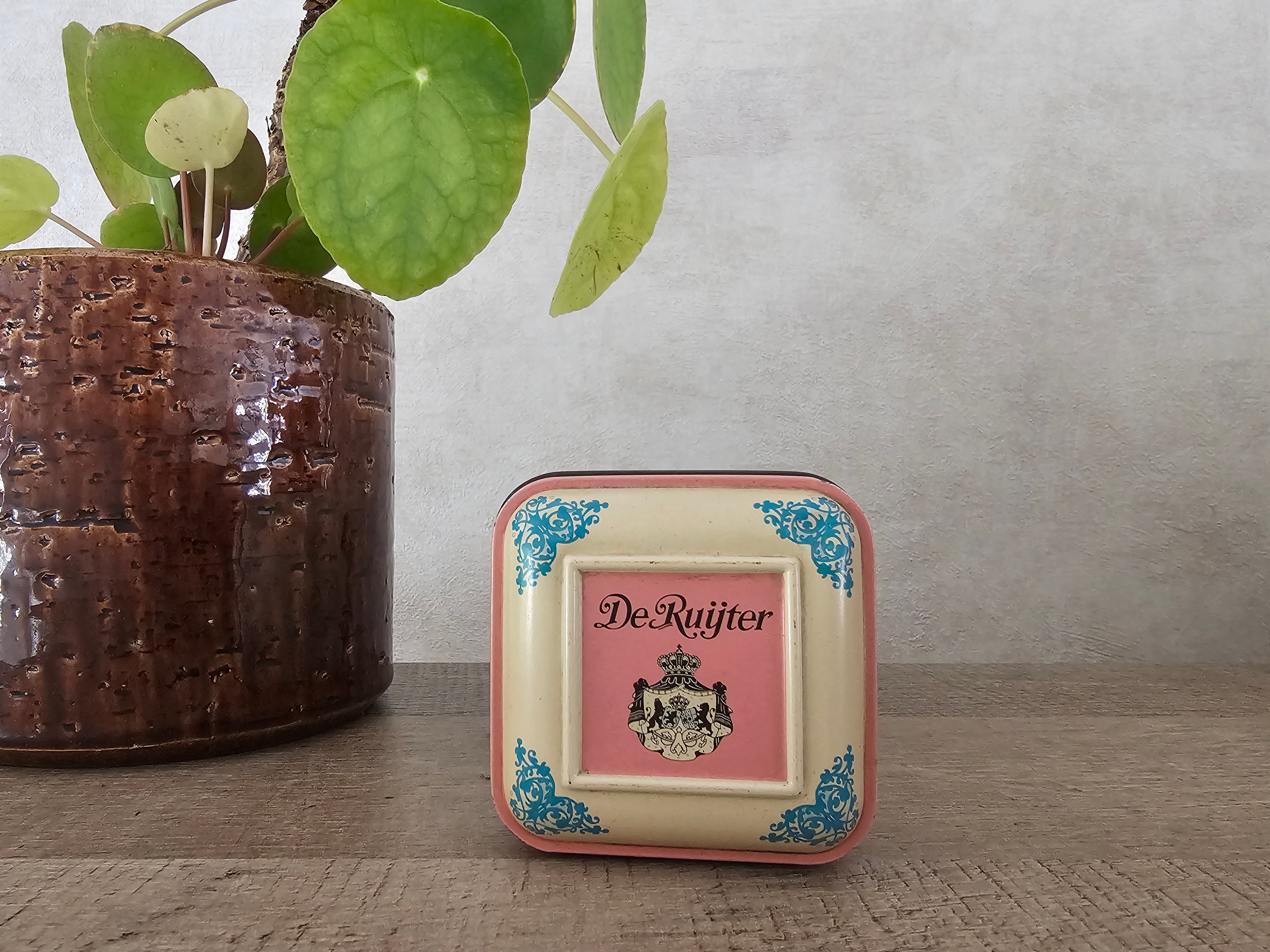 Vintage blik De Ruijter rose & witte muisjes
