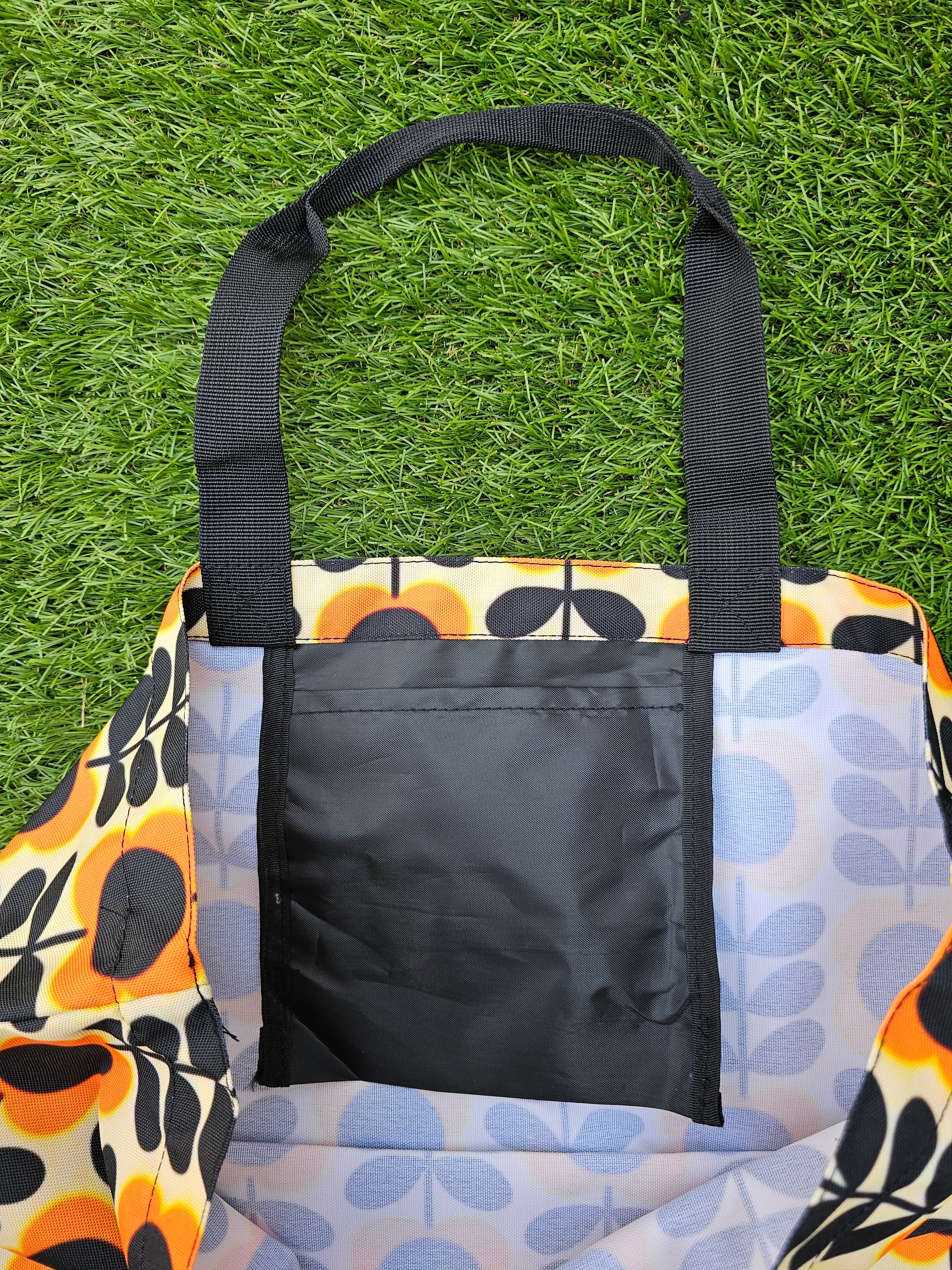Retro shopper oranje bloemen