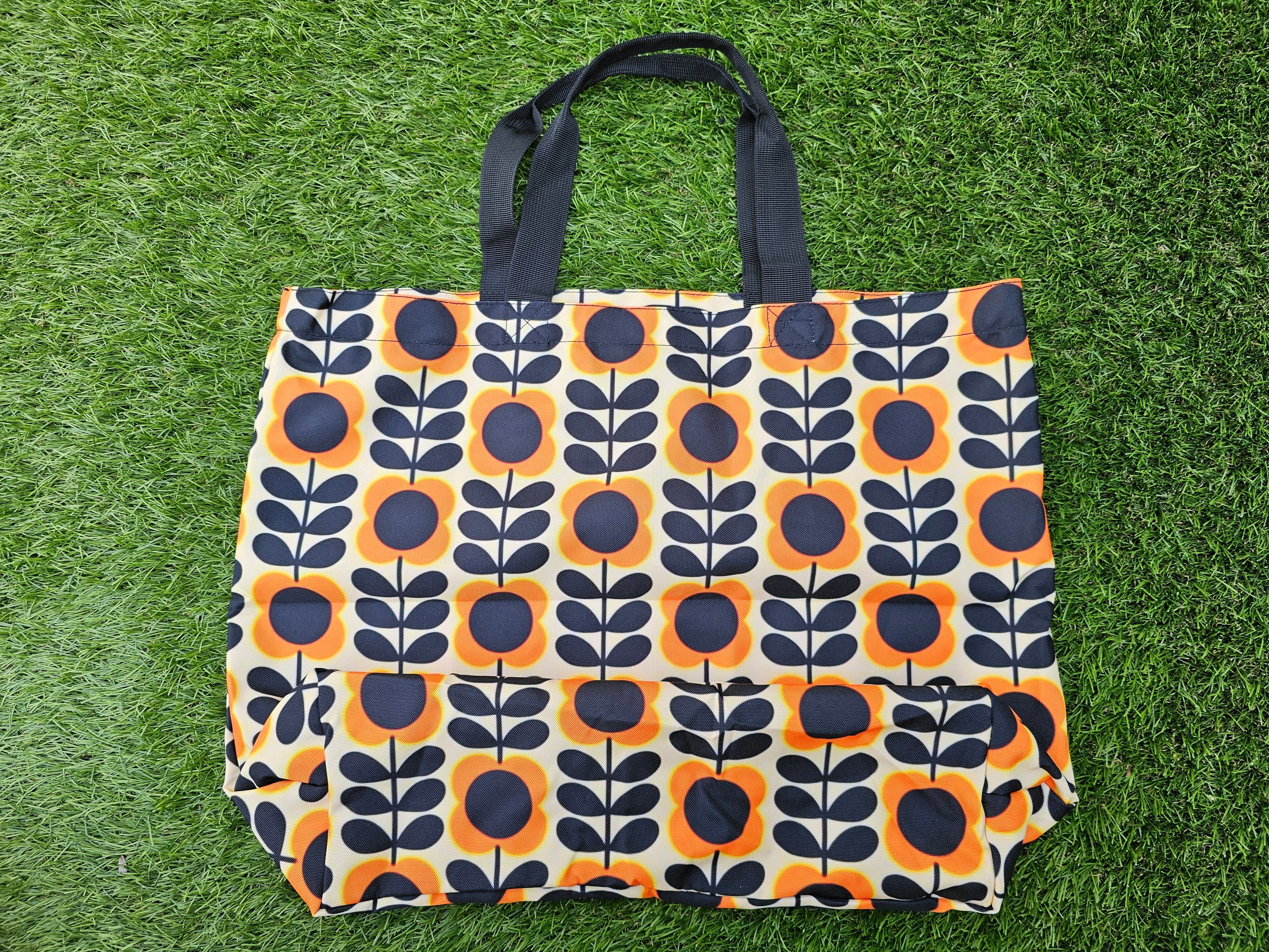 Retro shopper oranje bloemen